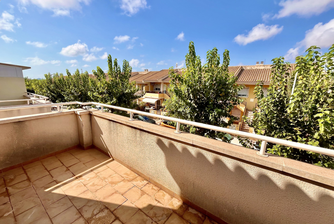 Sunny private terrace of semi-detached family home near the beach in Los Narejos, Levante Properties listing