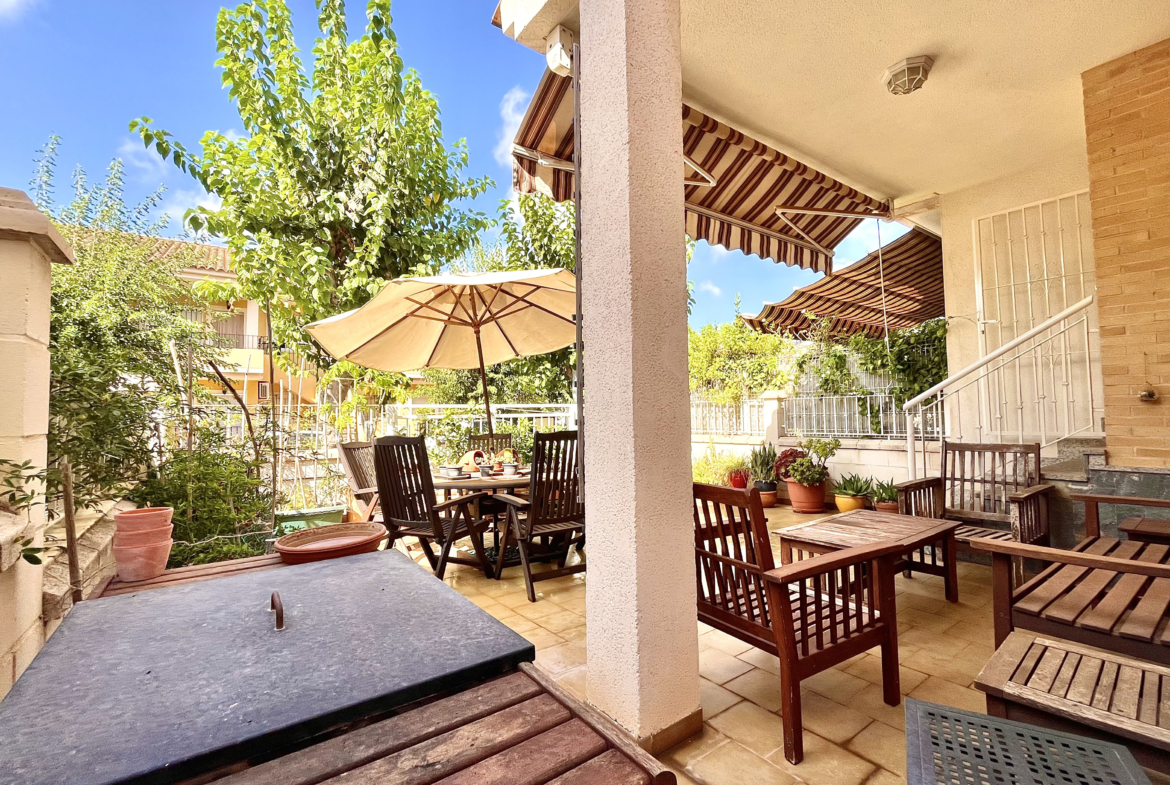Private garden and terrace of semi-detached property in Los Narejos, listed by Levante Properties.