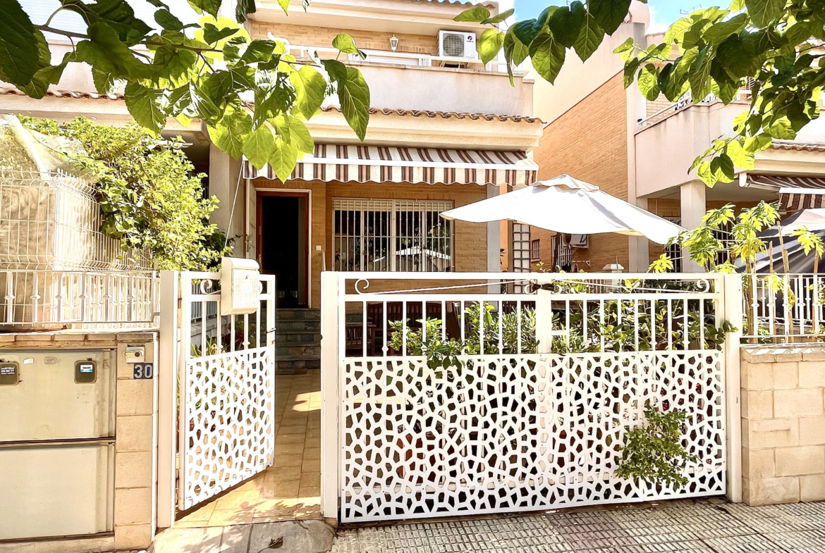 Front view of fully furnished 4 bedroom semi-detached house for sale in Los Narejos, Los Alcázares by Levante Properties.