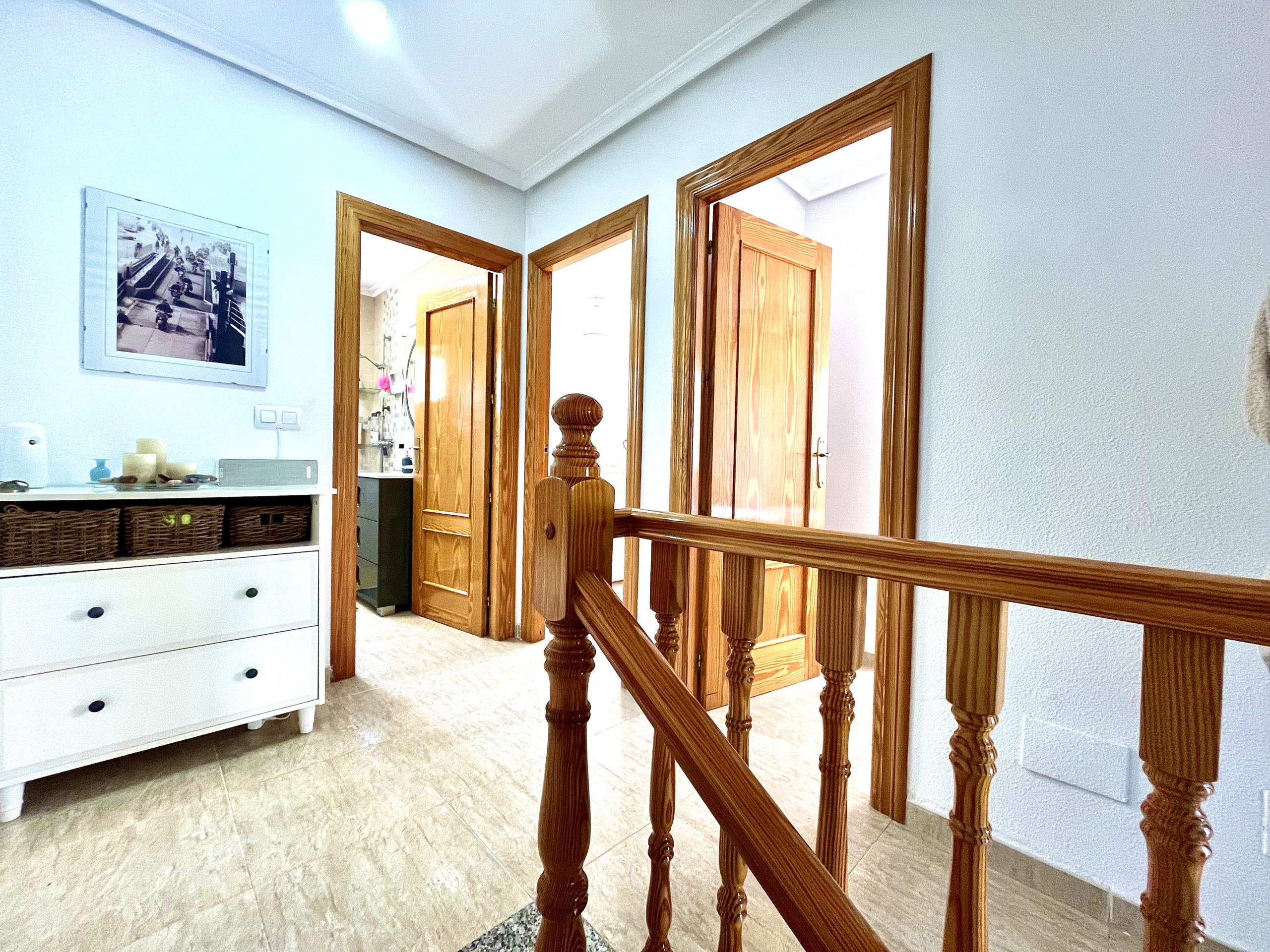 Modern family bathroom with walk-in shower in Los Narejos house by Levante Properties.