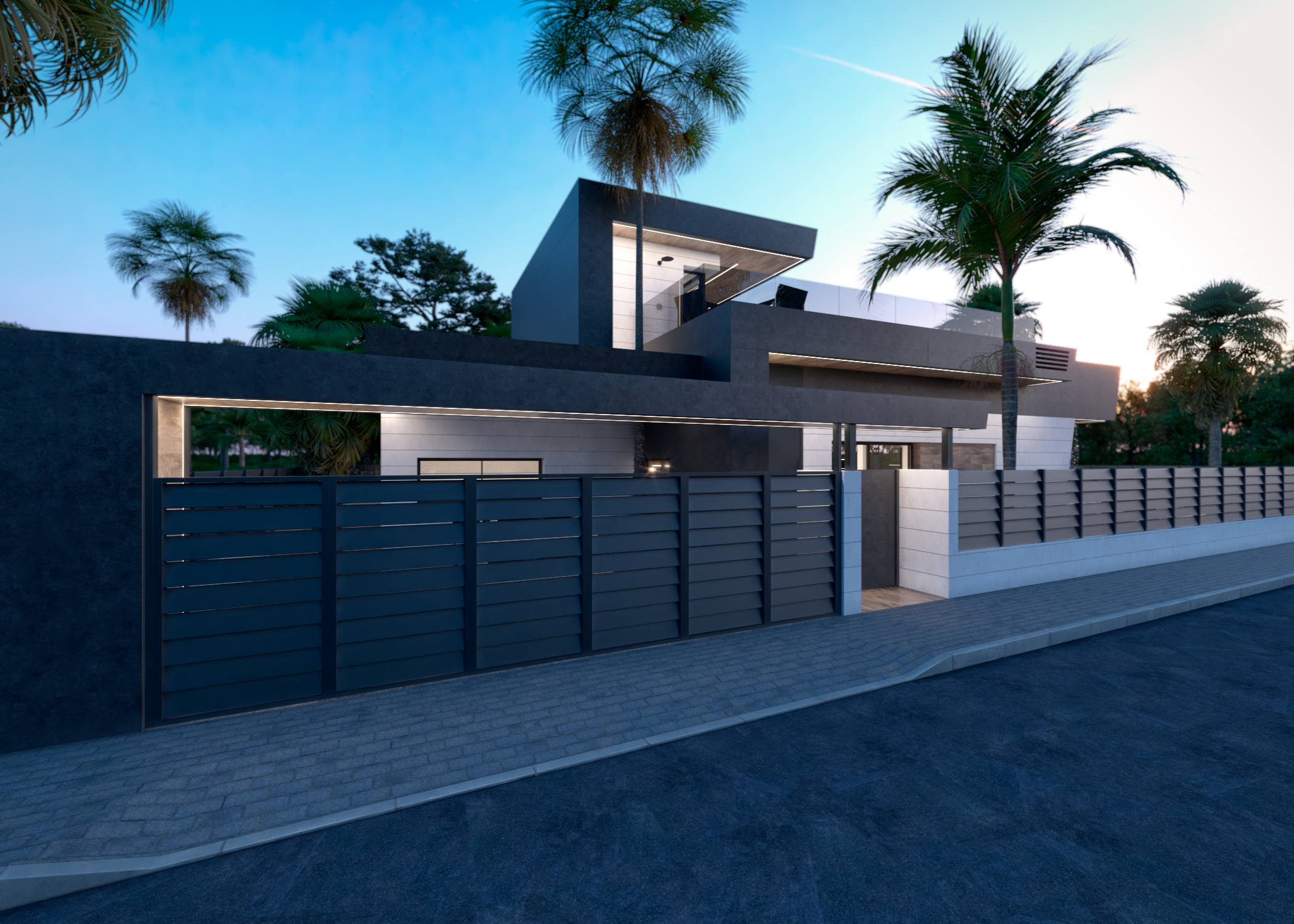 Modern Evohe Alana Villa exterior with private pool at Santa Rosalia Lake, Levante properties