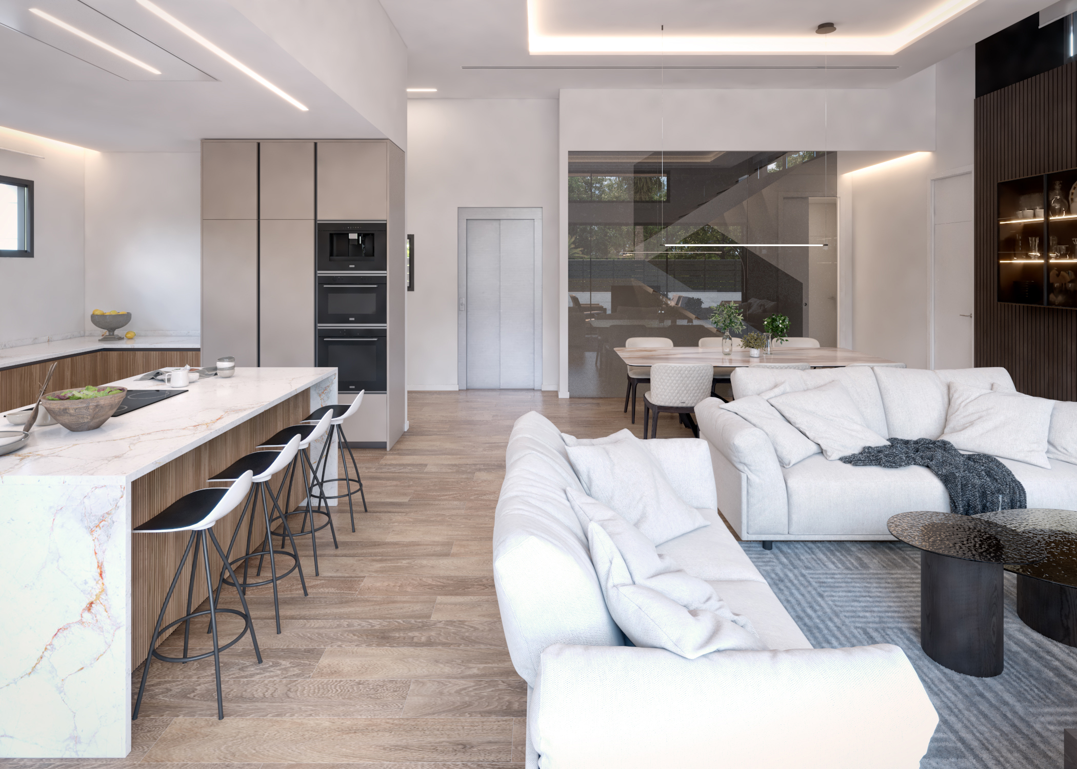 Spacious contemporary living room at Evohe Alana Villas, Levante properties