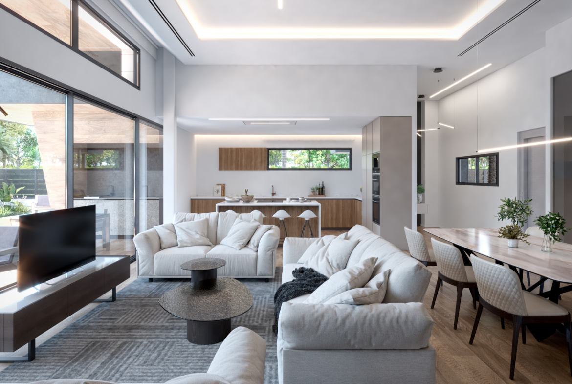 Spacious contemporary living room at Evohe Alana Villas, Levante properties