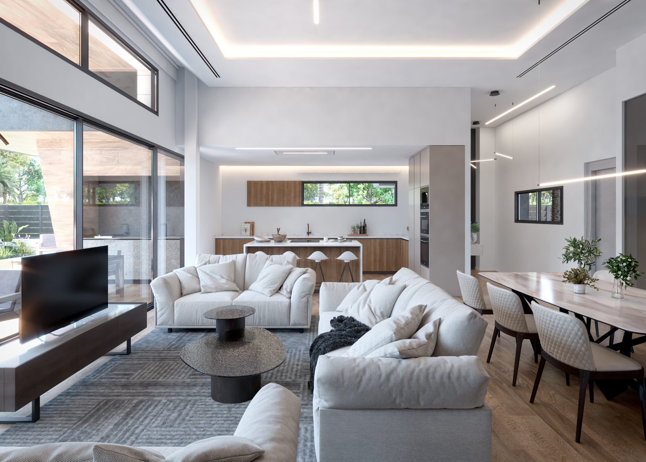 Spacious contemporary living room at Evohe Alana Villas, Levante properties