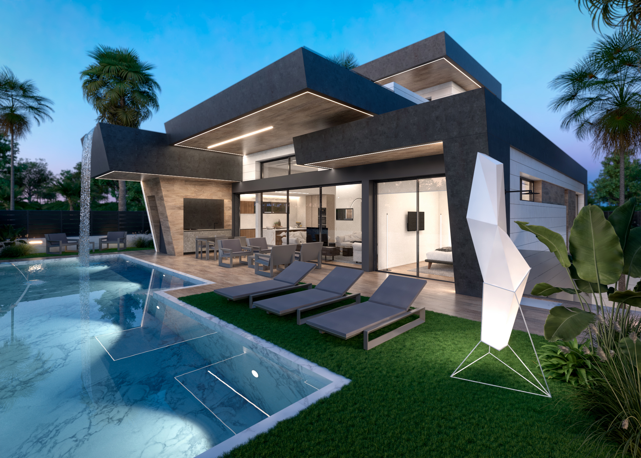 Landscaped garden and private outdoor space at Evohe Alana Villa, Levante properties