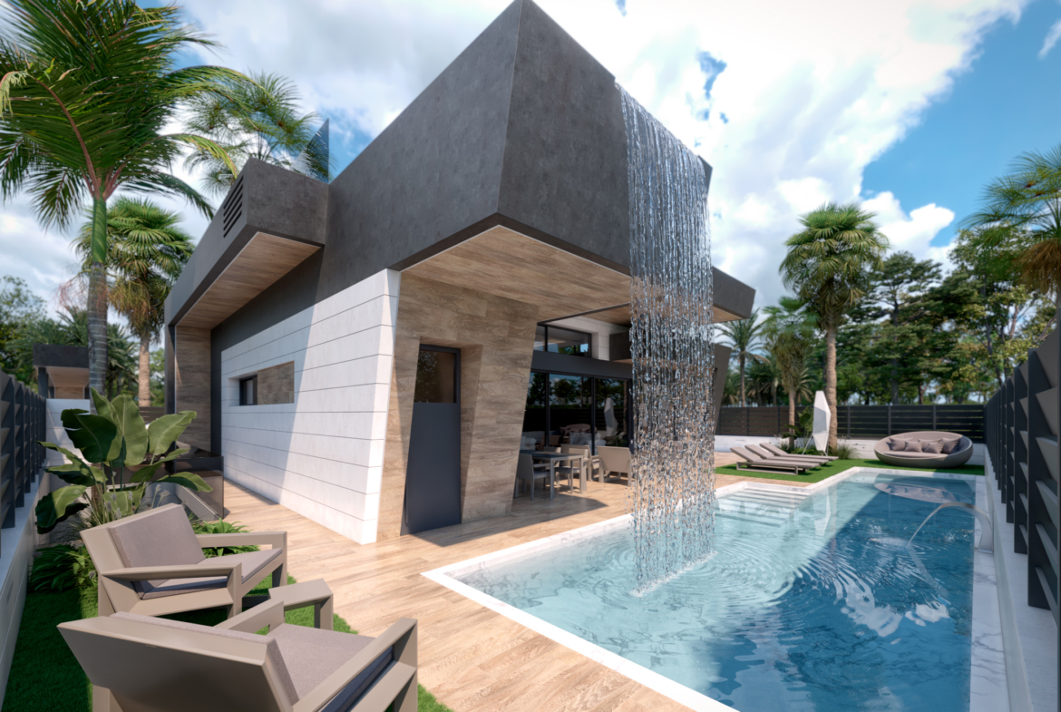 Landscaped garden and private outdoor space at Evohe Alana Villa, Levante properties