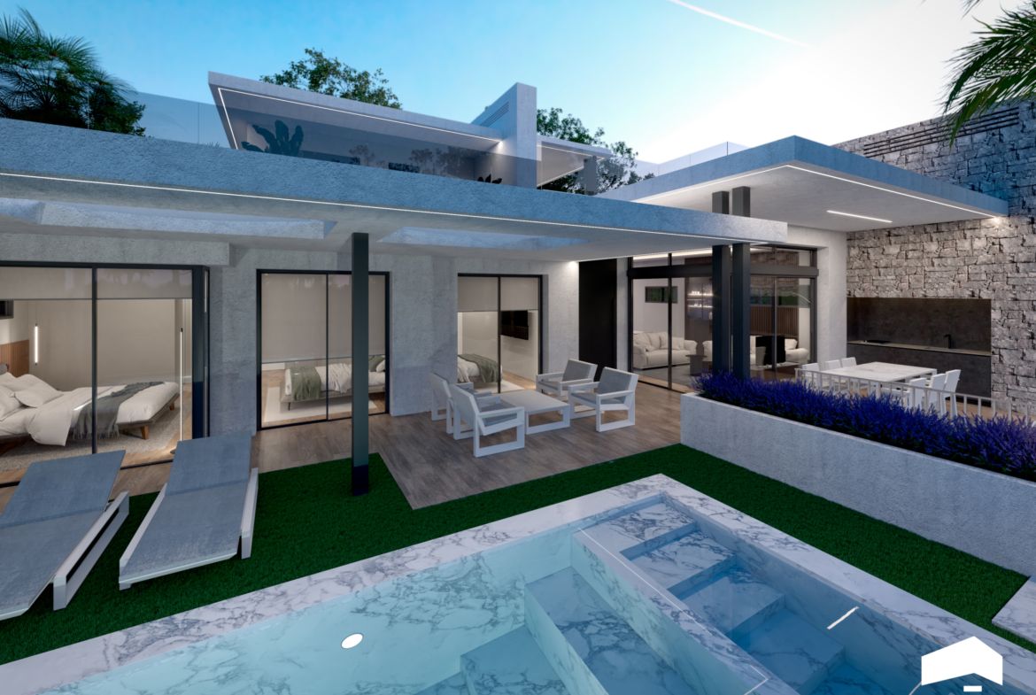 Private swimming pool at Evohe Altea Villas in Santa Rosalia