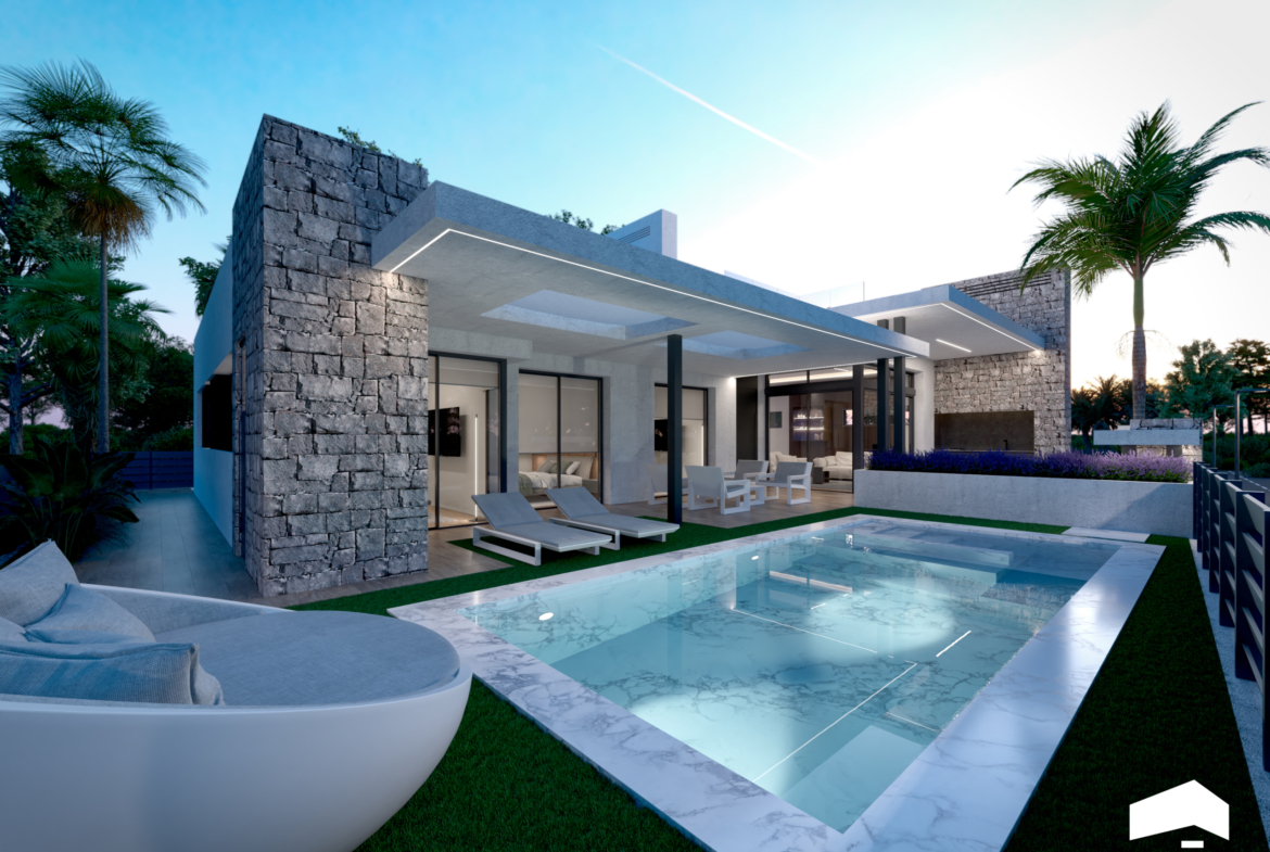 Private swimming pool at Evohe Altea Villas in Santa Rosalia