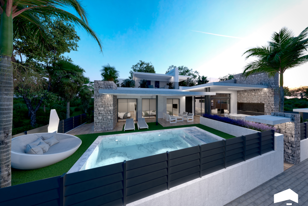 Private swimming pool at Evohe Altea Villas in Santa Rosalia