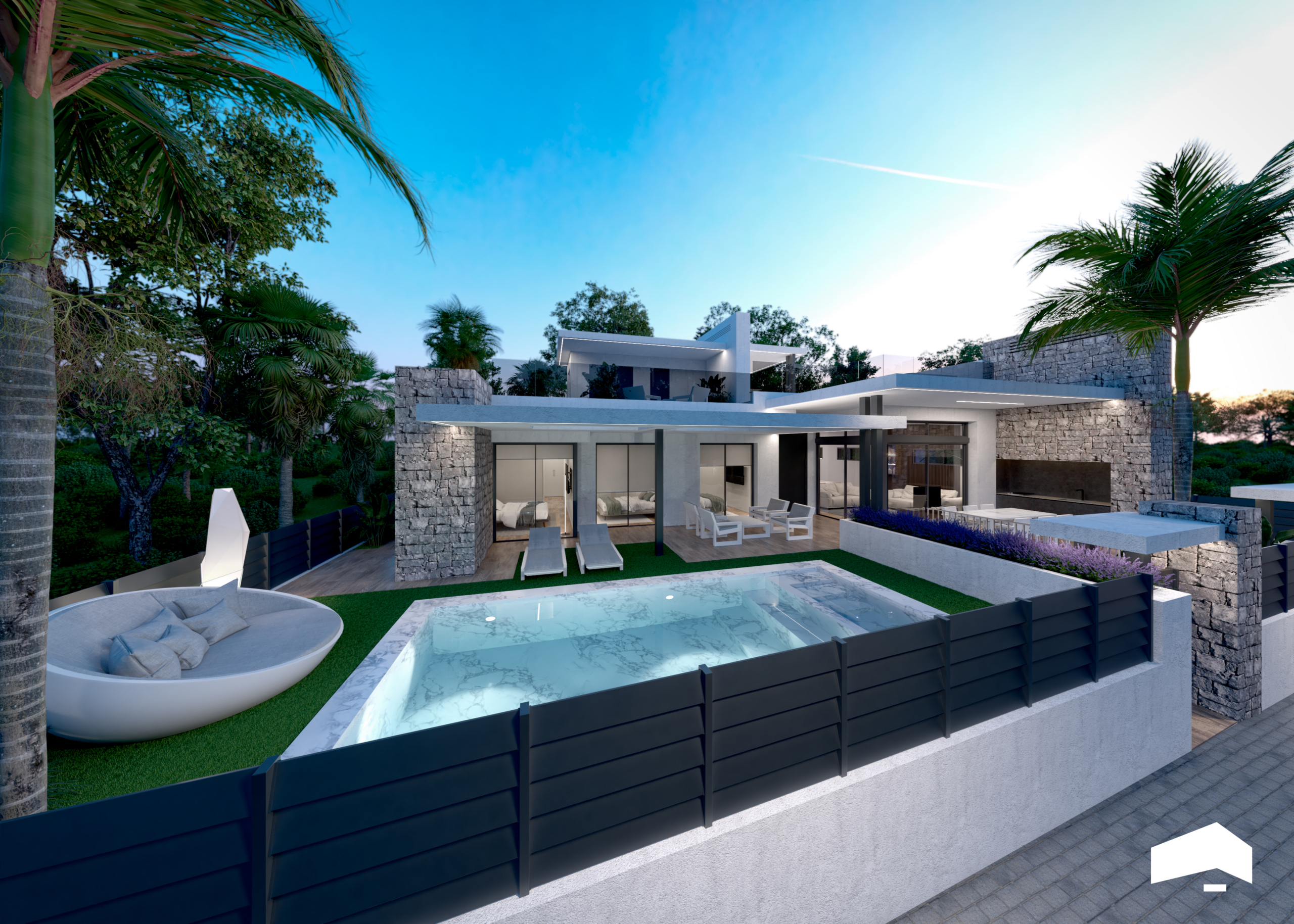 Private swimming pool at Evohe Altea Villas in Santa Rosalia