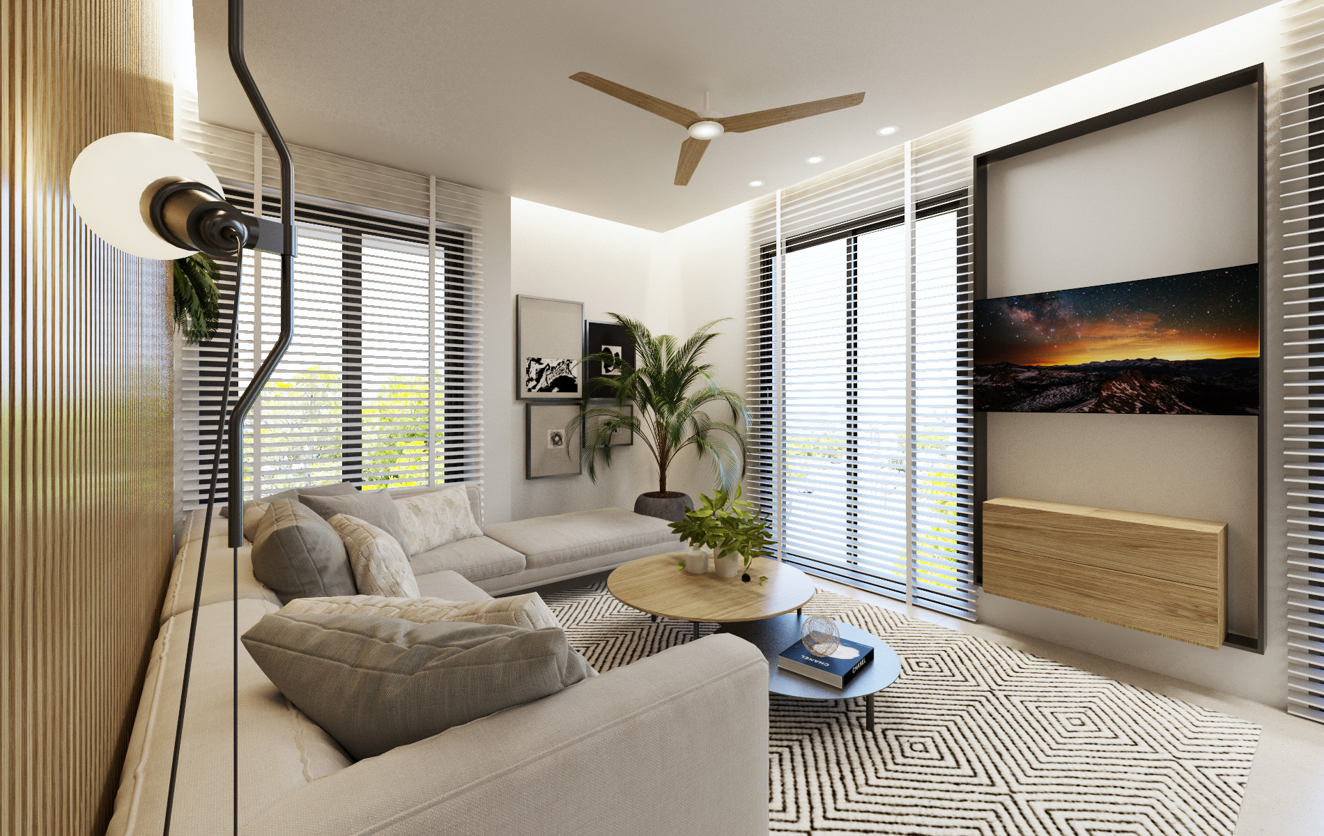 Open-plan living area in Orbesol Mirador Apartment at Santa Rosalia presented by Levante Properties