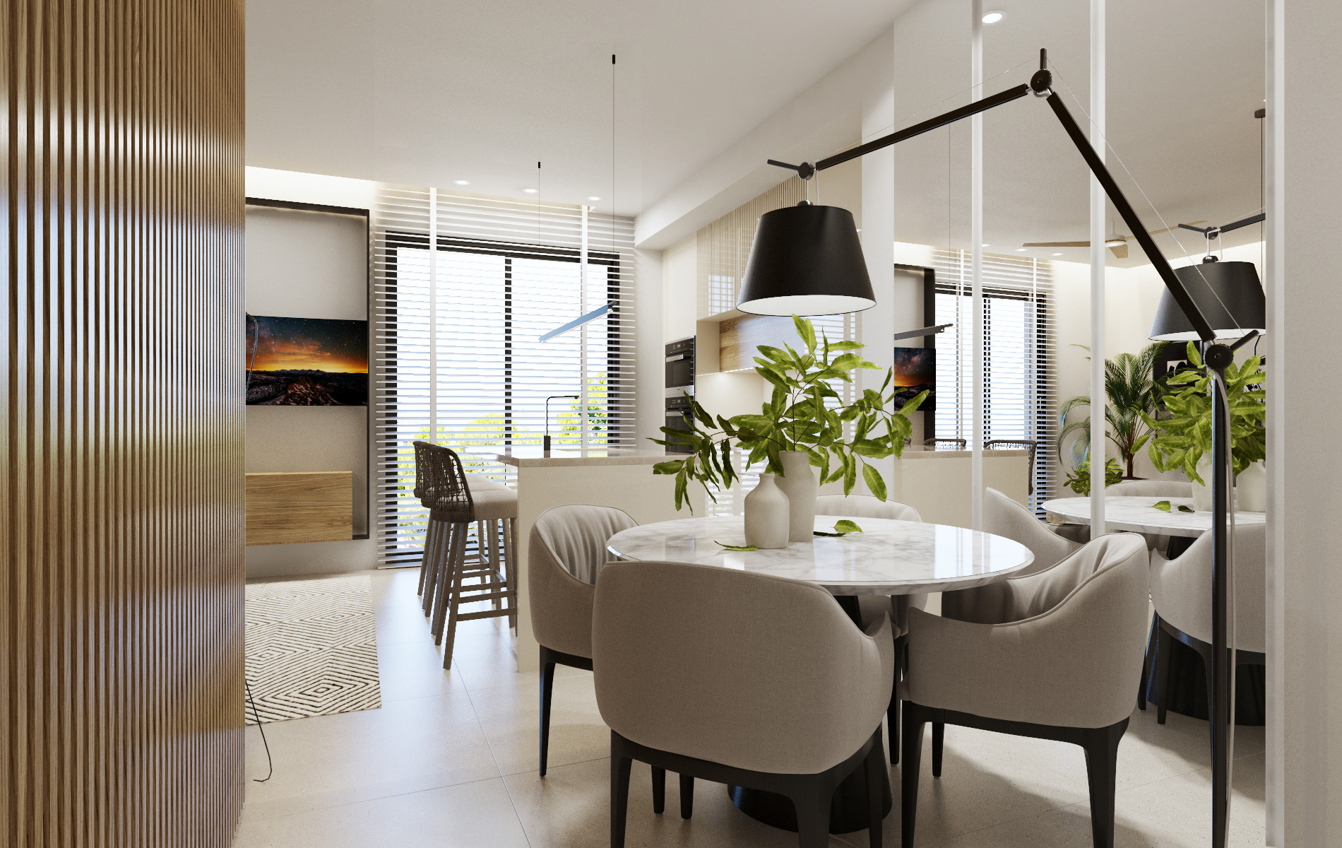 Open-plan living area in Orbesol Mirador Apartment at Santa Rosalia presented by Levante Properties