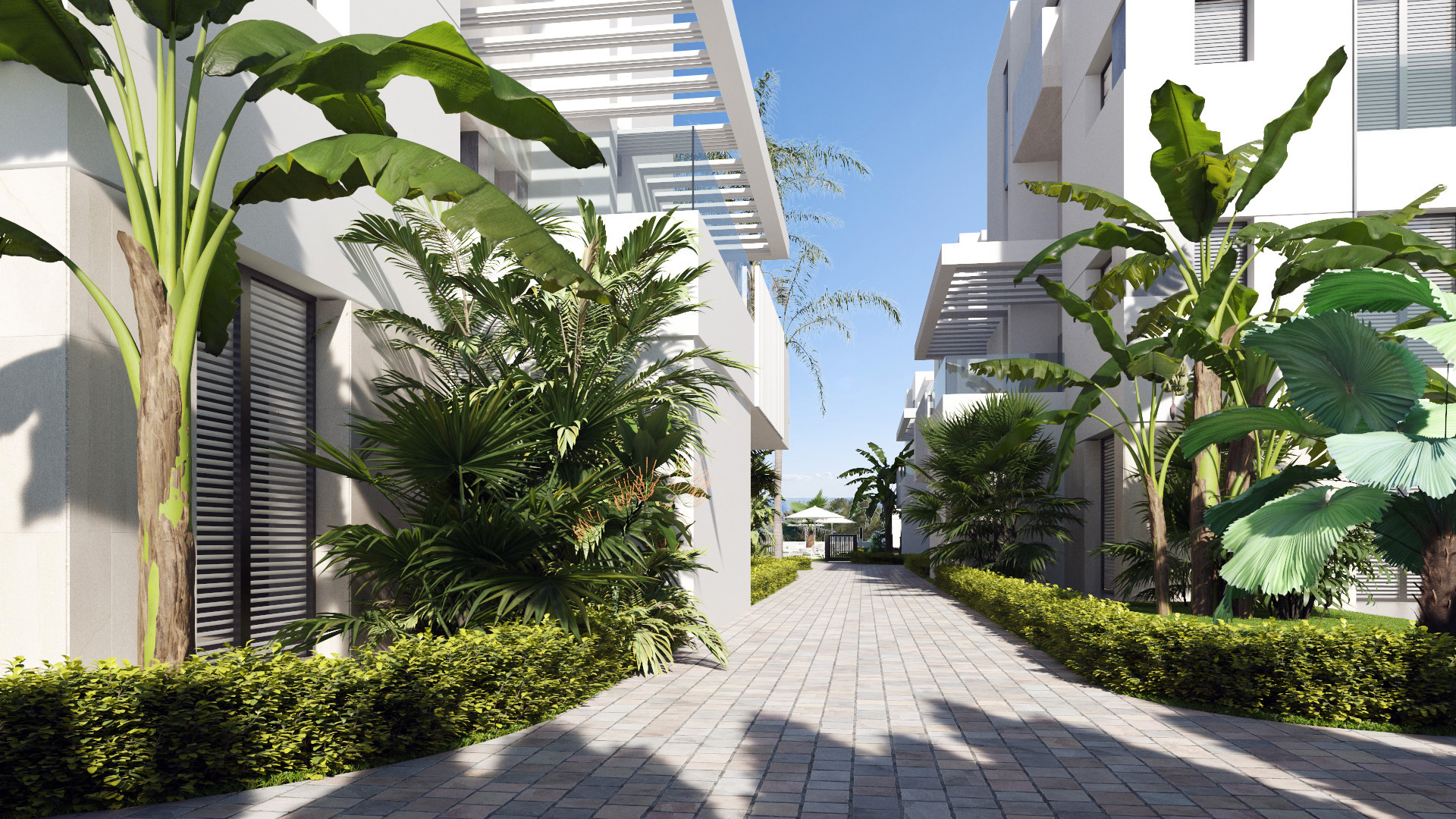 Exterior view of the Mirador Apartments building at Santa Rosalia by Levante Properties
