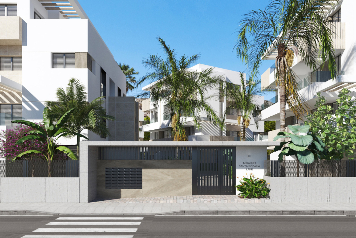 Exterior view of the Mirador Apartments building at Santa Rosalia by Levante Properties