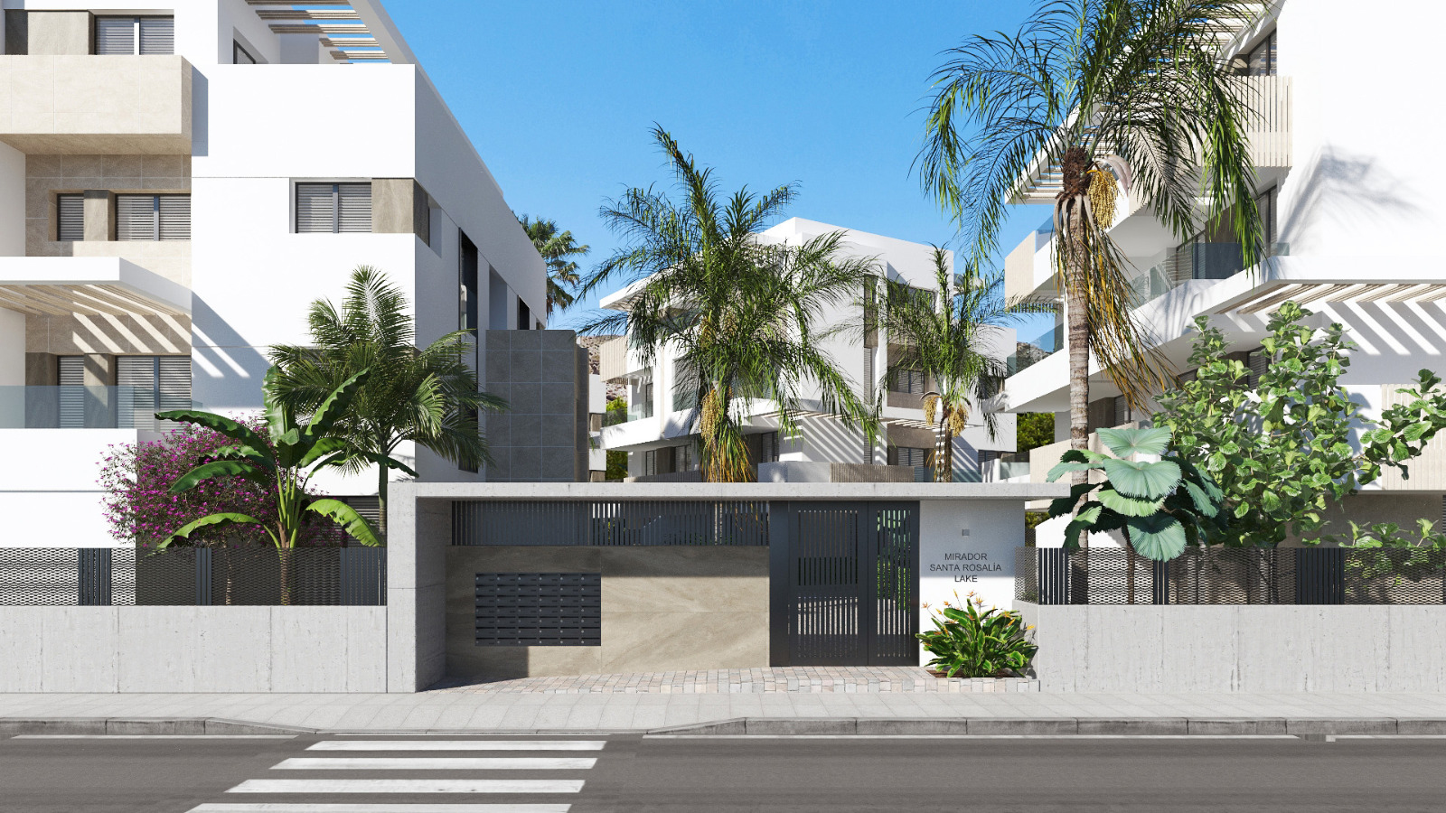 Exterior view of the Mirador Apartments building at Santa Rosalia by Levante Properties
