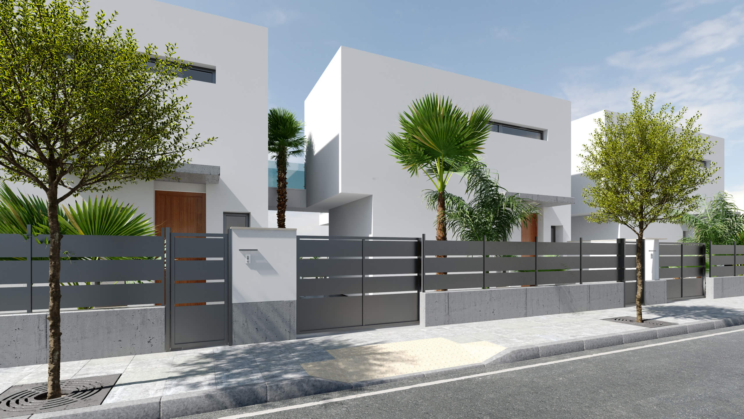 Exterior front view of Tindra Villas at Roda Golf by Levante Properties