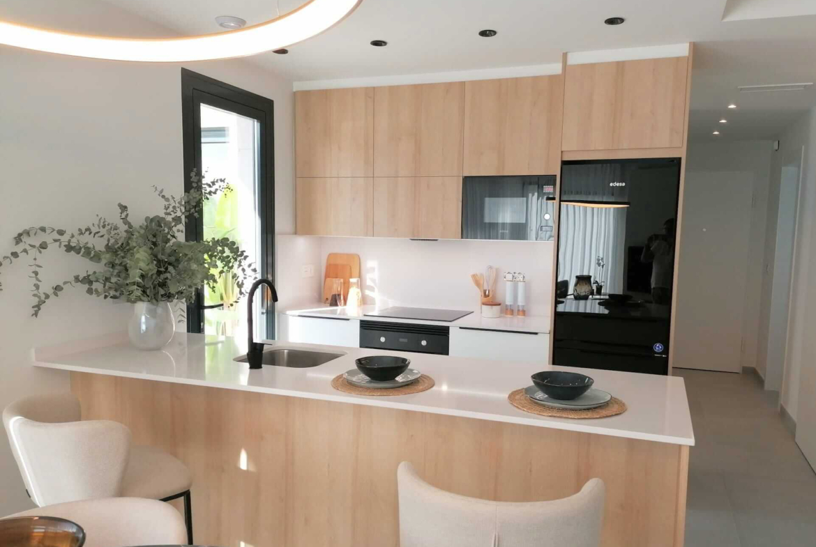Fully equipped modern kitchen in Tindra Villas at Roda Golf by Levante Properties