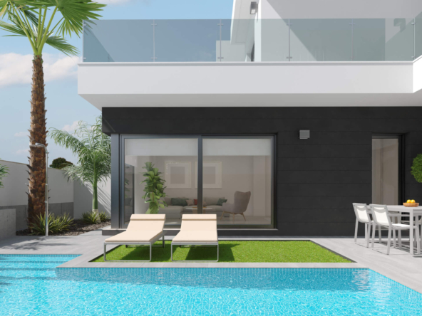 Private swimming pool at Tindra Villas in Roda Golf by Levante Properties