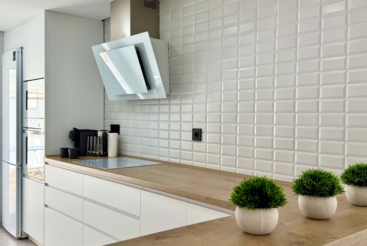 Modern fully equipped kitchen at the Rondella villa in Mar Menor Golf Resort.