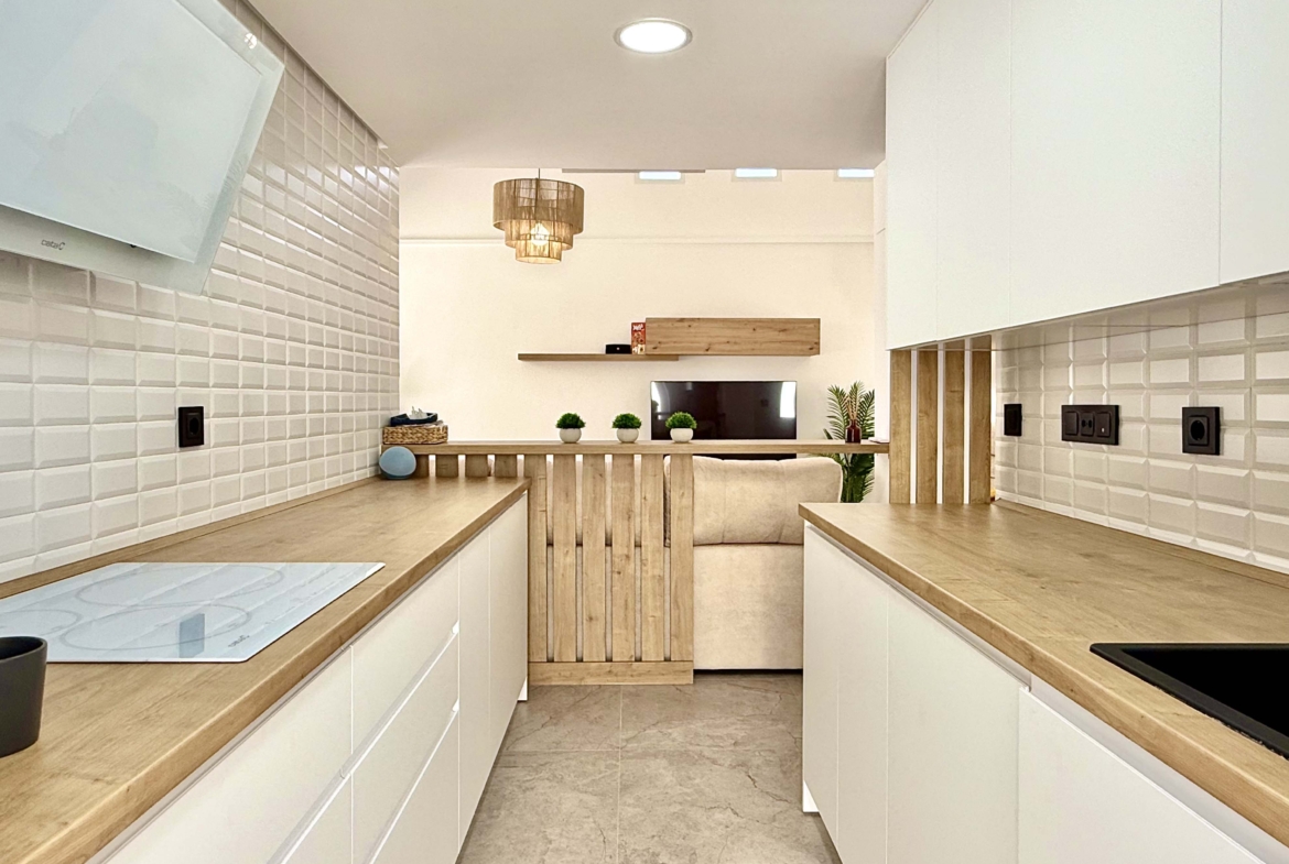 Modern fully equipped kitchen at the Rondella villa in Mar Menor Golf Resort.