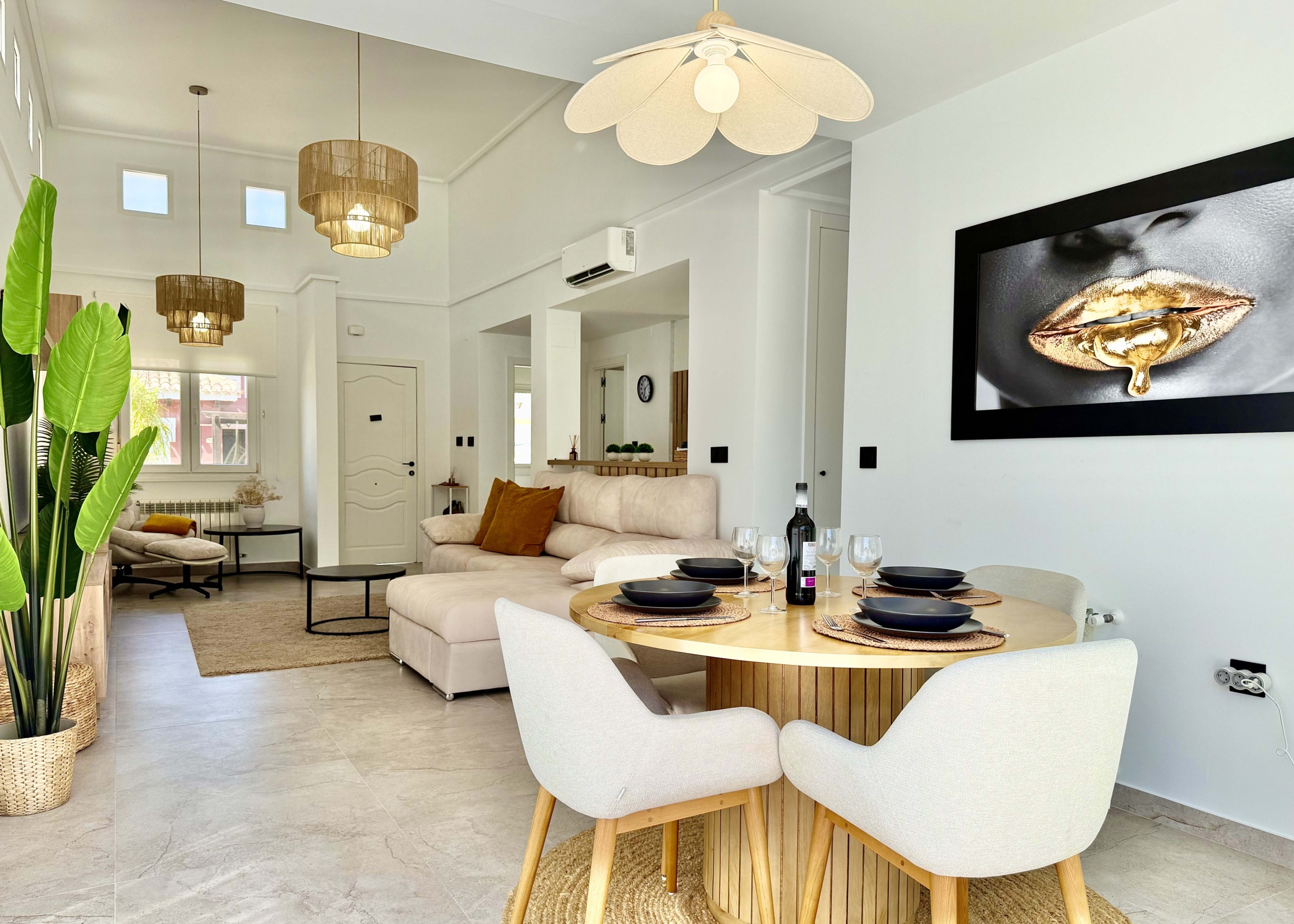 Modern living room interior of the Rondella villa at Mar Menor Golf Resort.