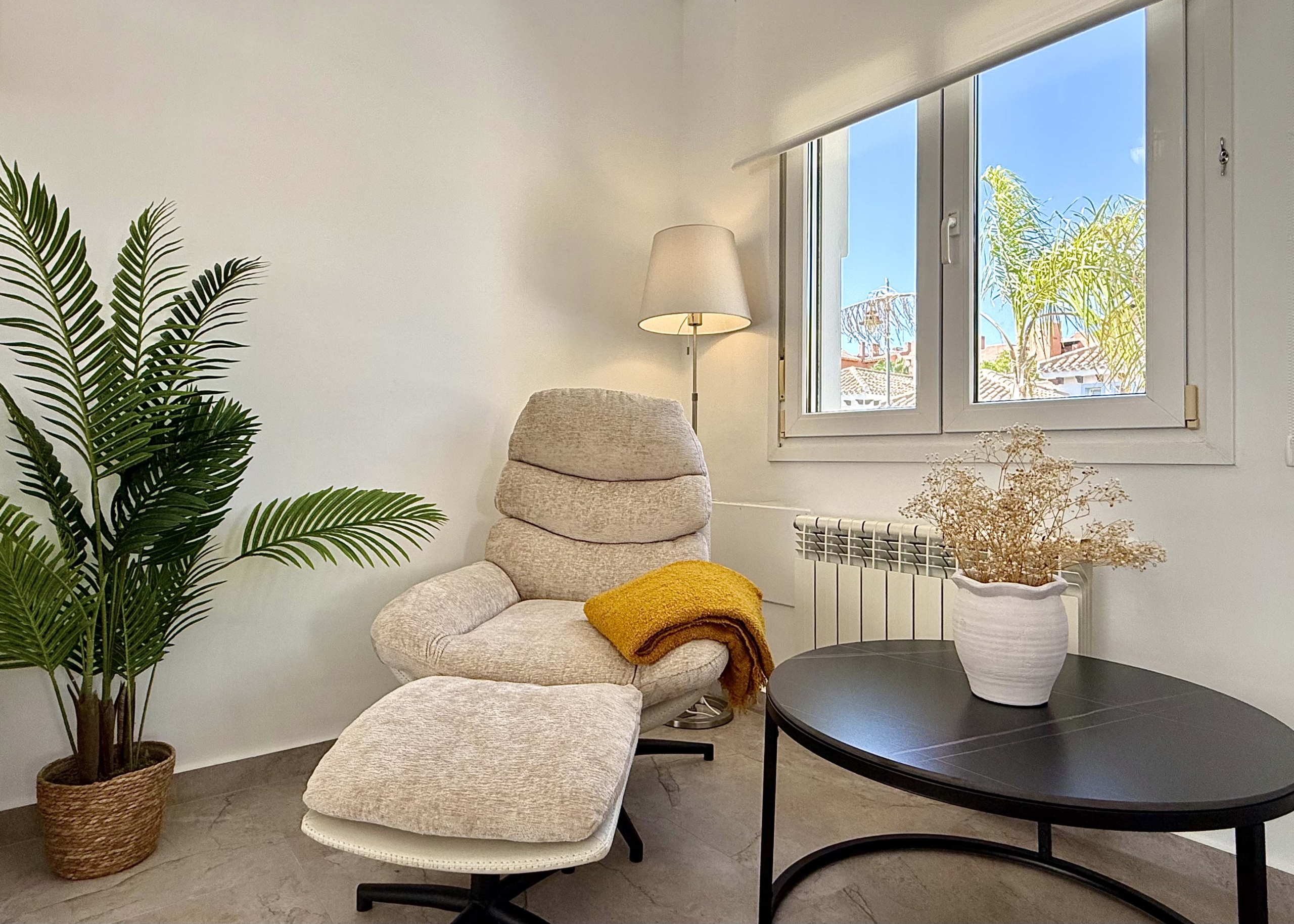 Modern living room interior of the Rondella villa at Mar Menor Golf Resort.
