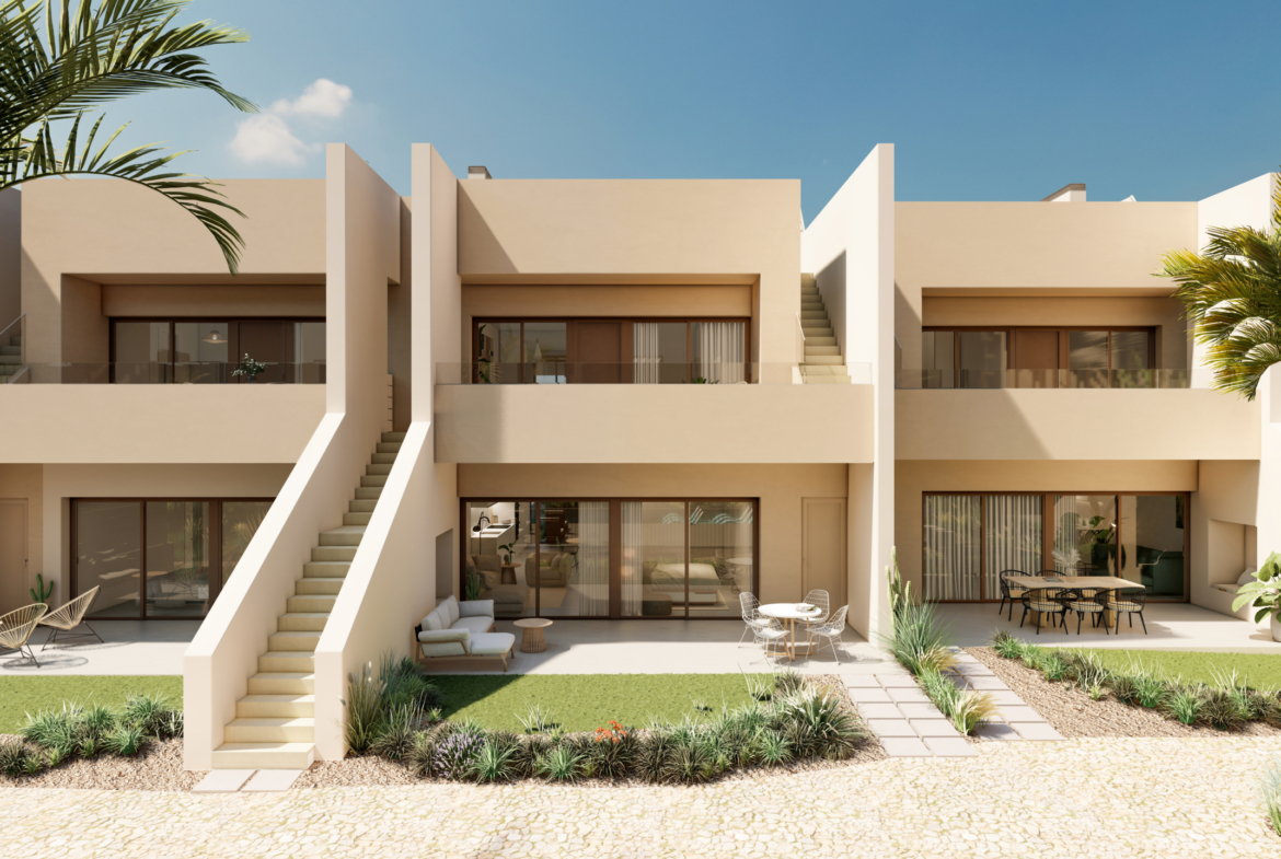 Front terrace overlooking the communal pool at Roda Residences by Levante Properties