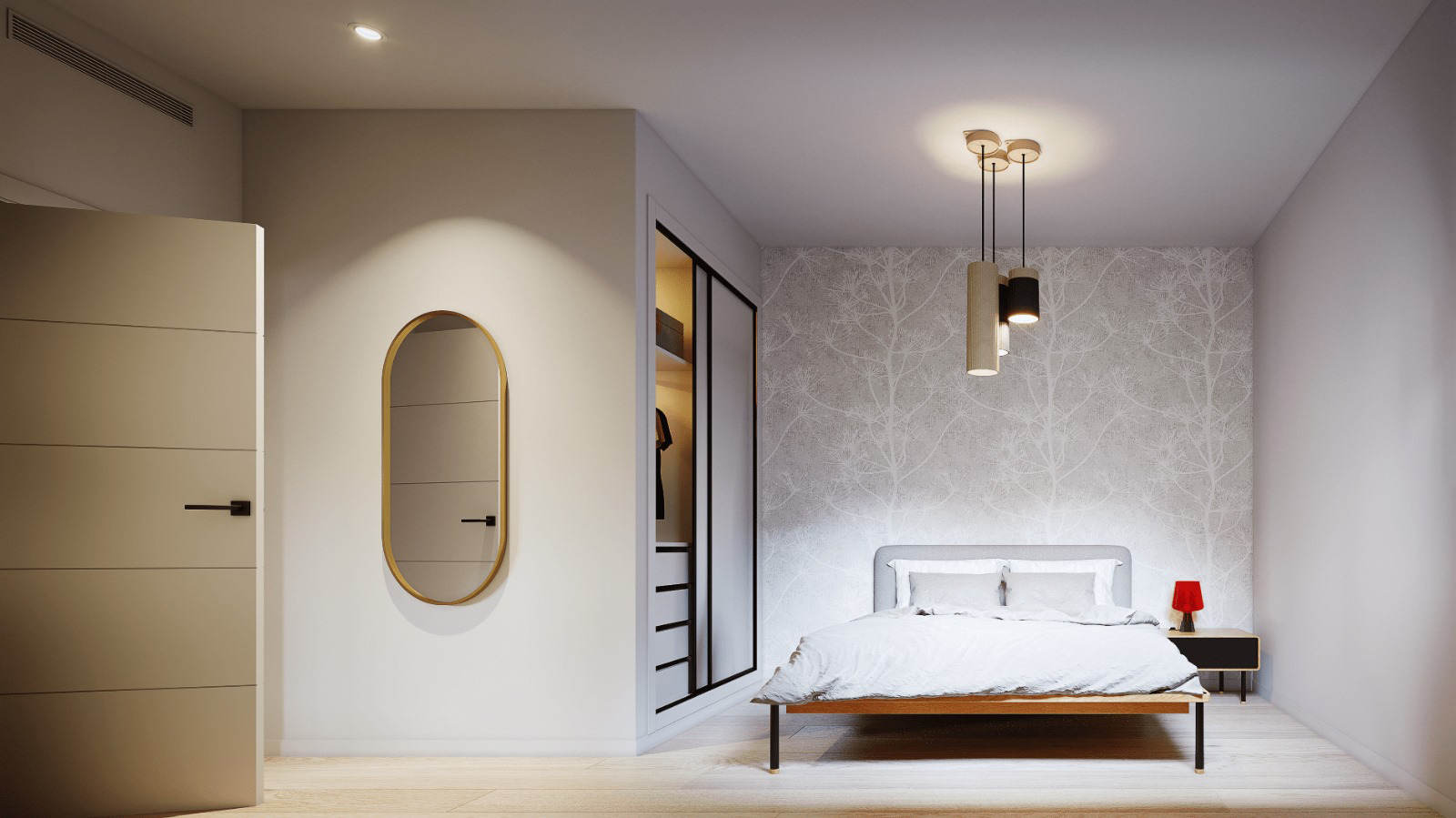 Master bedroom in Roda Golf villa with pool views