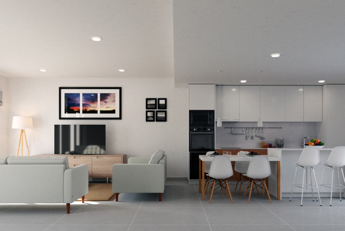 Open-plan living area at Roda Golf villa by Levante Properties