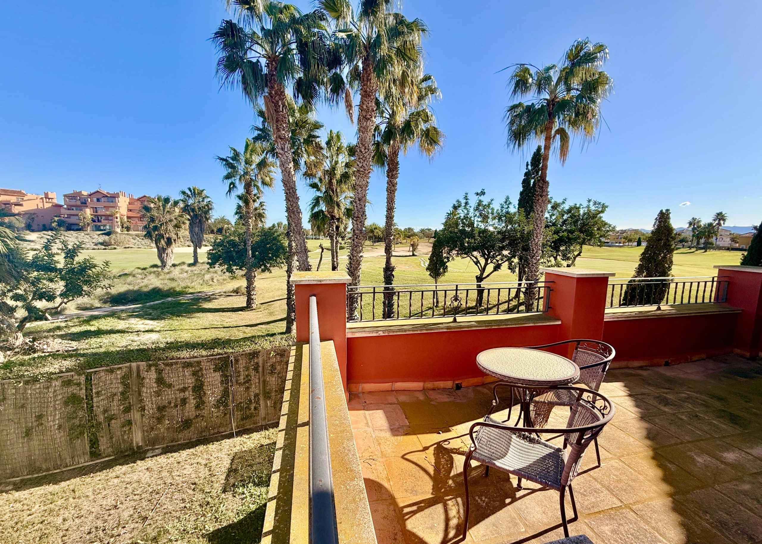 Upper terrace with golf views at Mar Menor Golf Resort villa presented by Levante Properties
