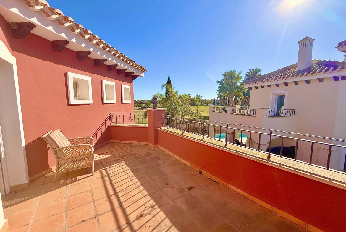 Upper terrace with golf views at Mar Menor Golf Resort villa presented by Levante Properties