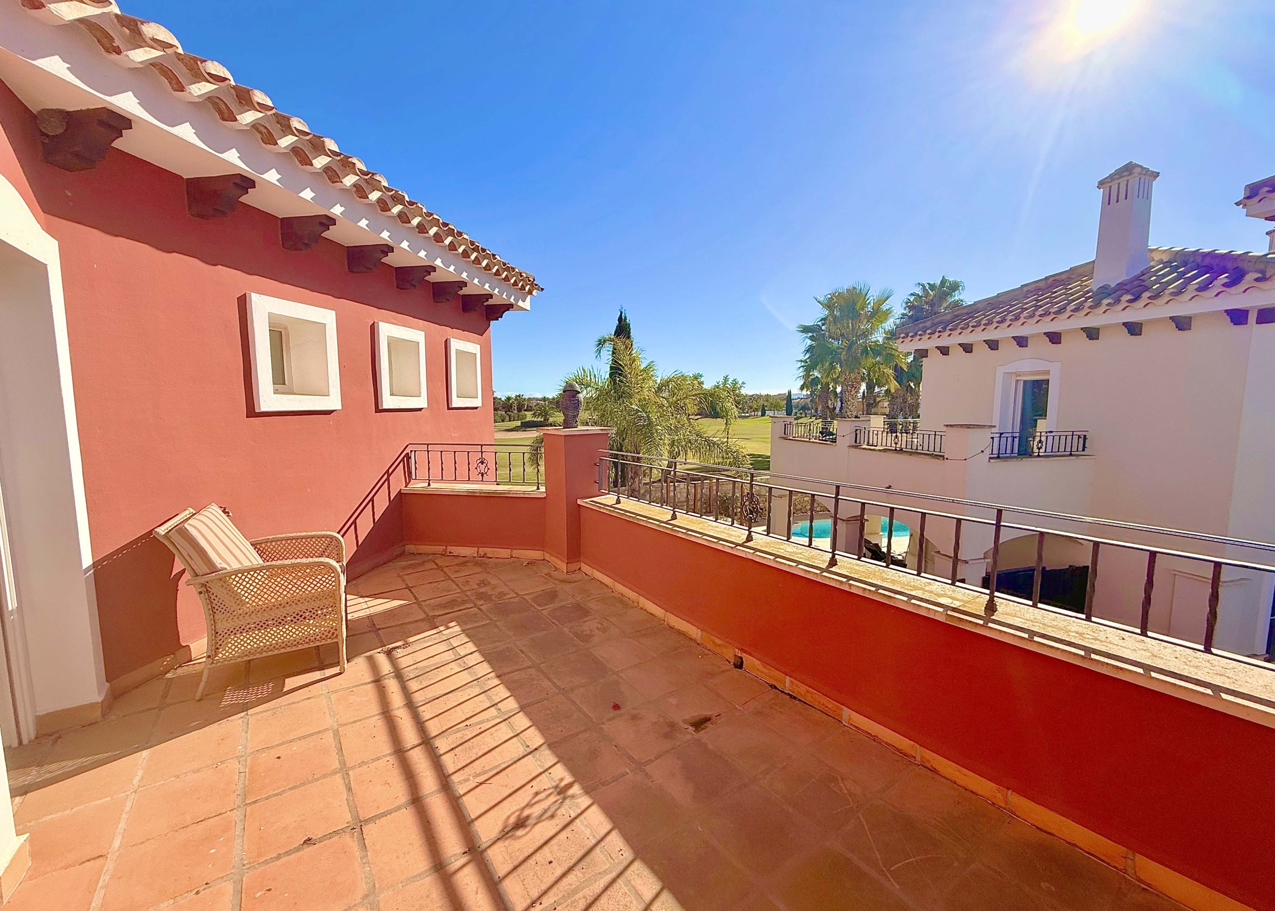 Upper terrace with golf views at Mar Menor Golf Resort villa presented by Levante Properties