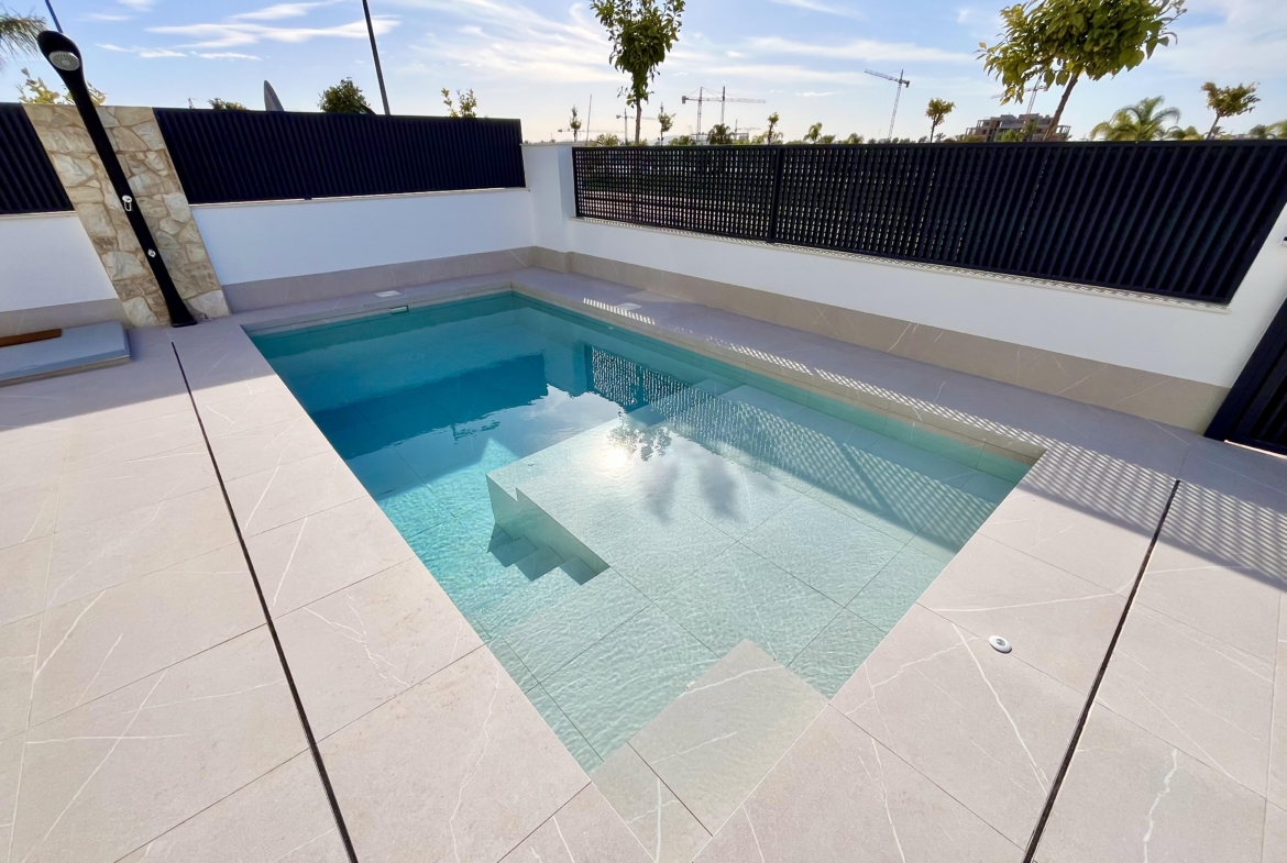 Modern villa with private pool and landscaped garden in Santa Rosalía Lake & Life Resort by Levante Properties