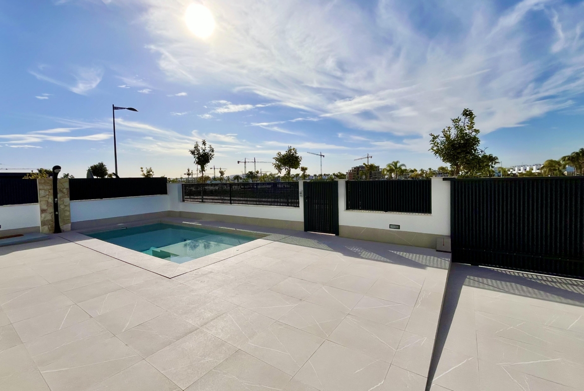 Modern villa with private pool and landscaped garden in Santa Rosalía Lake & Life Resort by Levante Properties