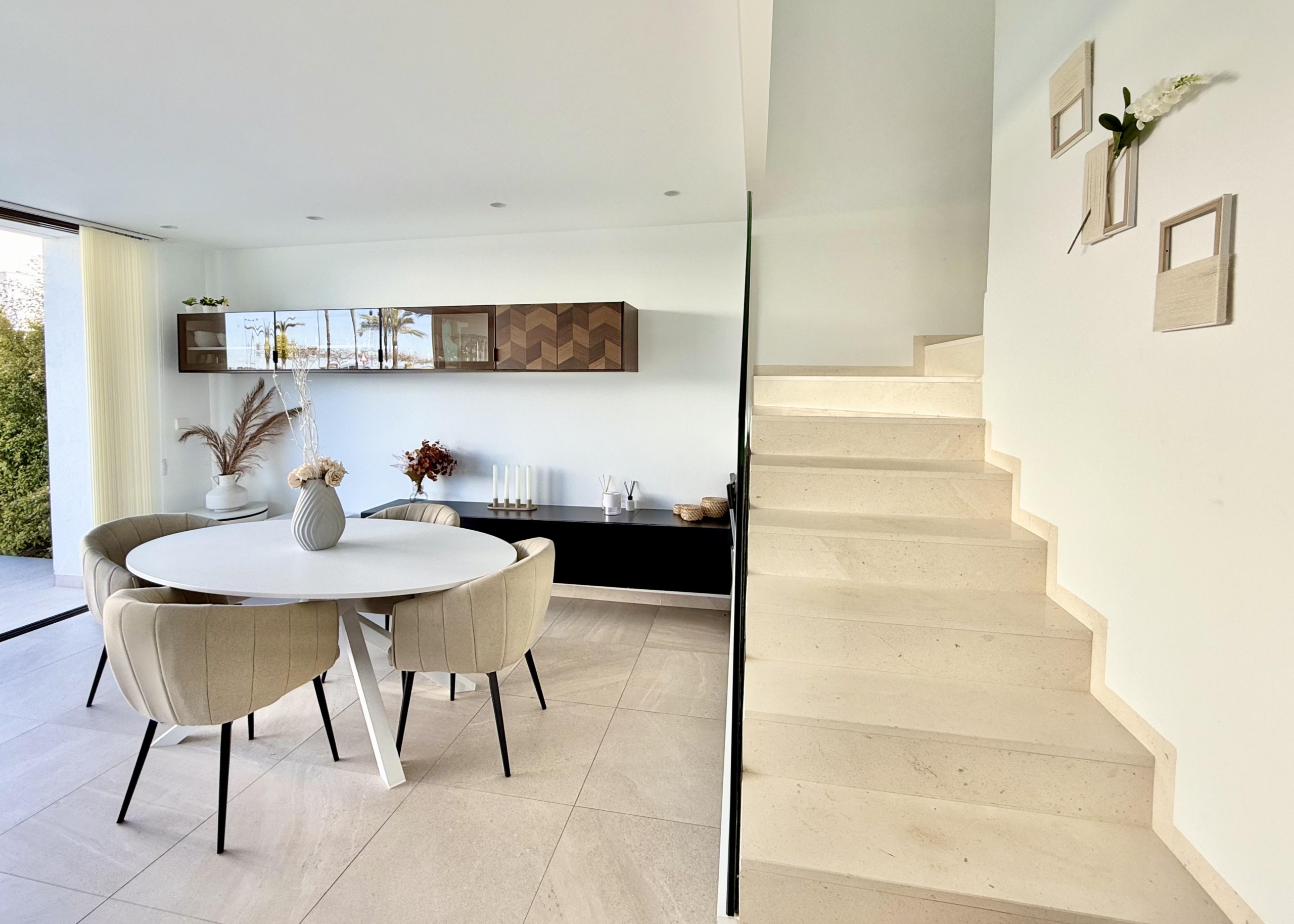 Open-plan living and dining area of Lavanda villa in Santa Rosalia by Levante Properties