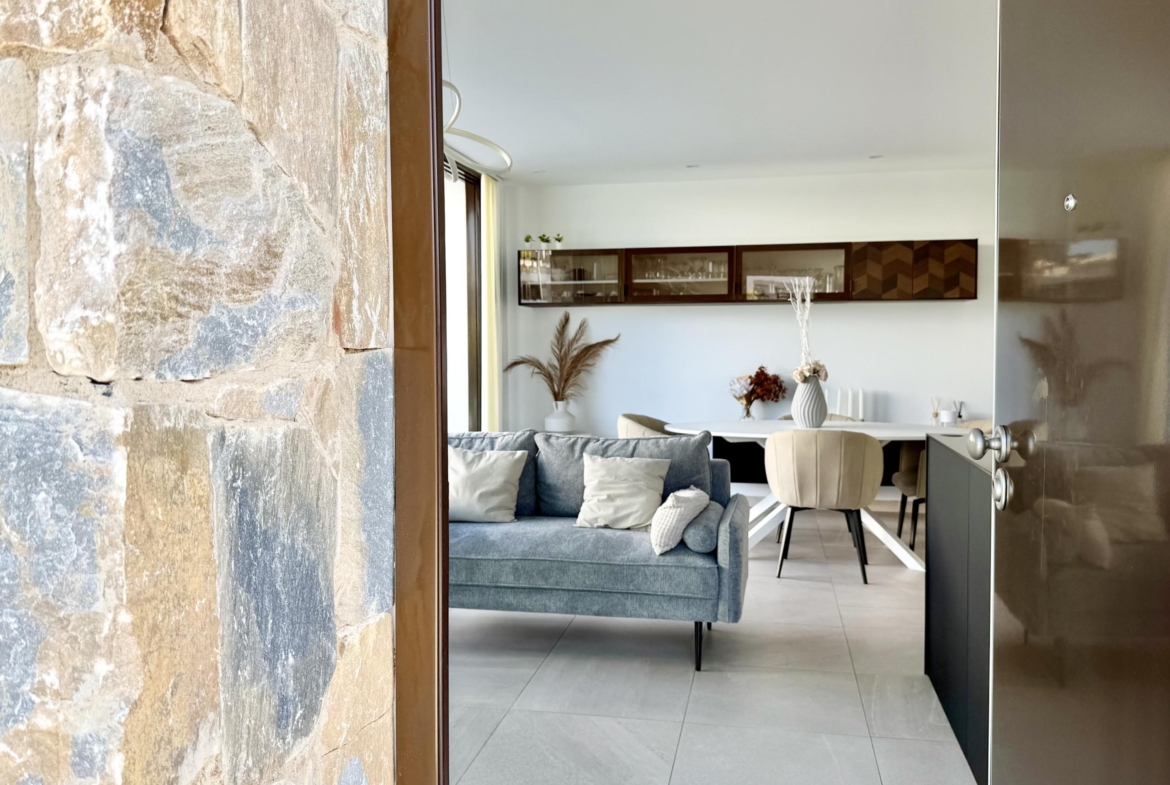 Open-plan living and dining area of Lavanda villa in Santa Rosalia by Levante Properties