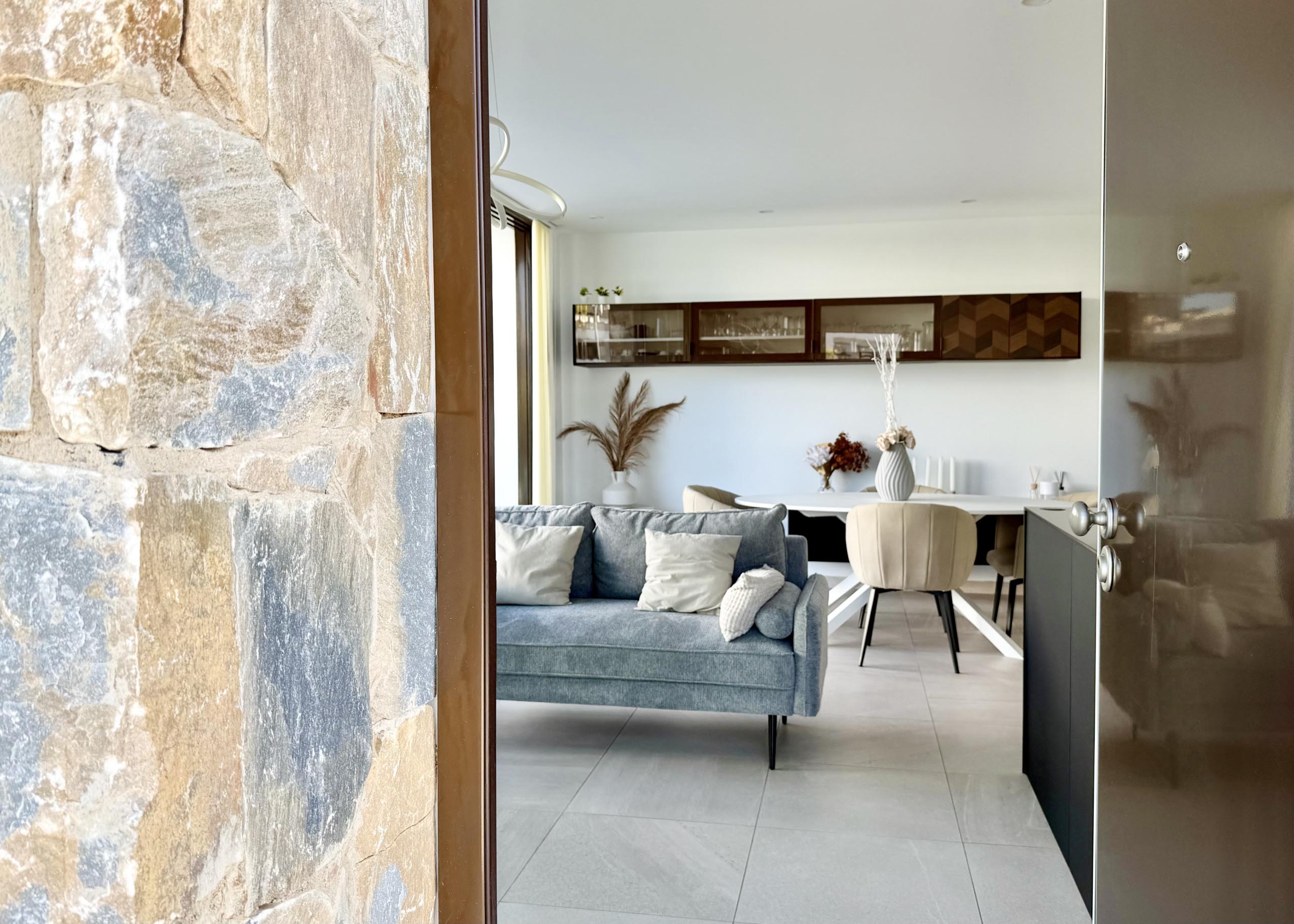 Open-plan living and dining area of Lavanda villa in Santa Rosalia by Levante Properties