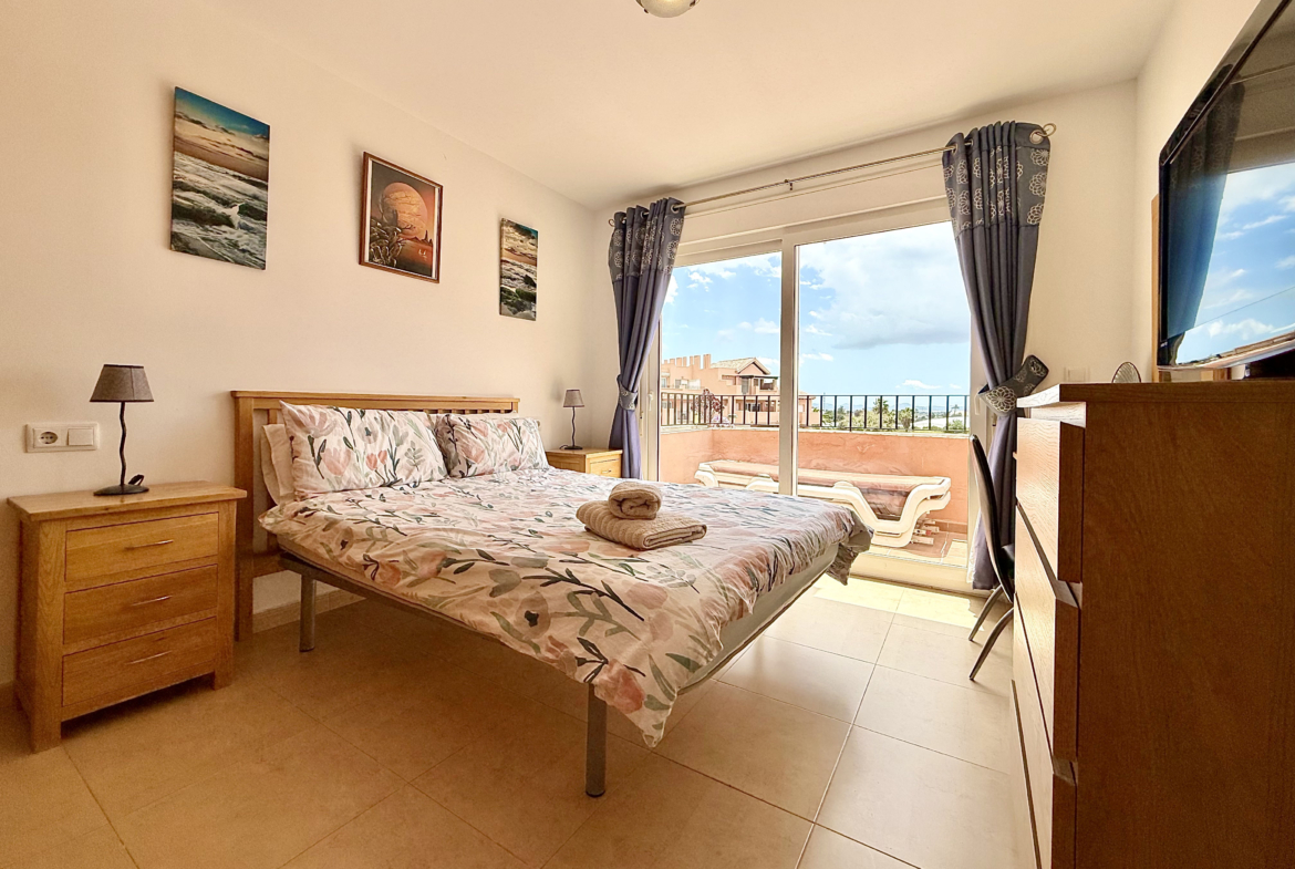 Master bedroom with terrace access in Mar Menor Golf Resort penthouse Levante Properties
