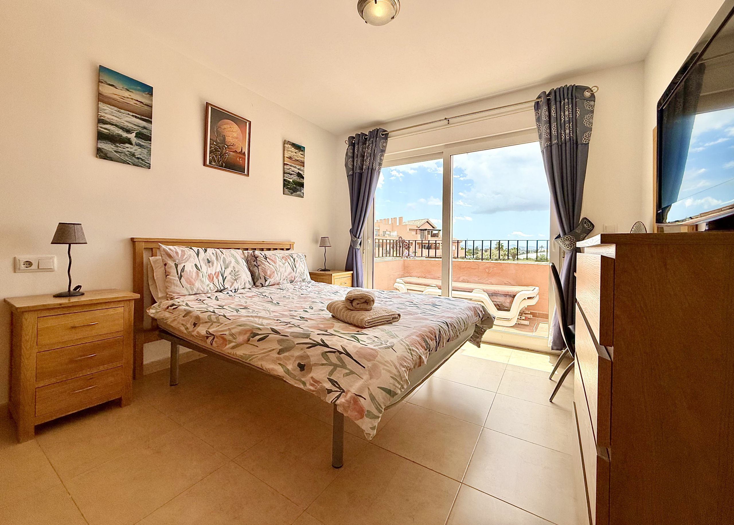 Master bedroom with terrace access in Mar Menor Golf Resort penthouse Levante Properties