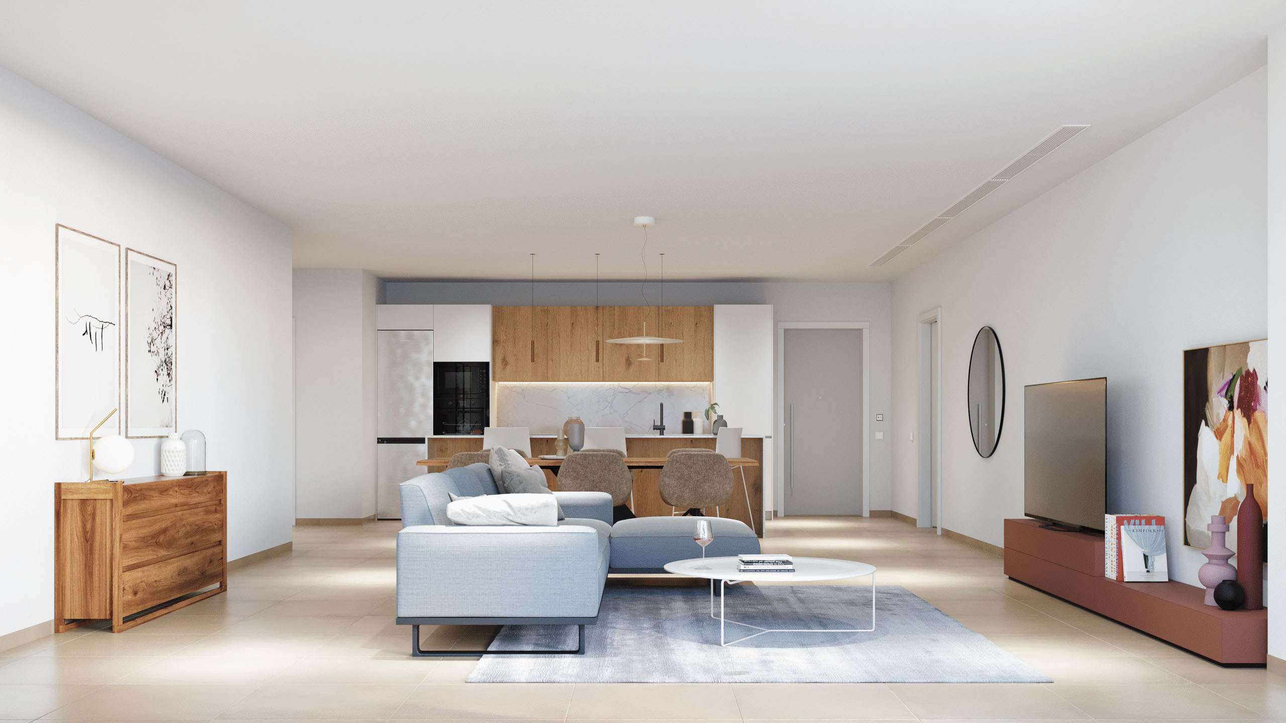 Modern open-plan living area in Levante Properties new villa at Mar Menor Golf Resort