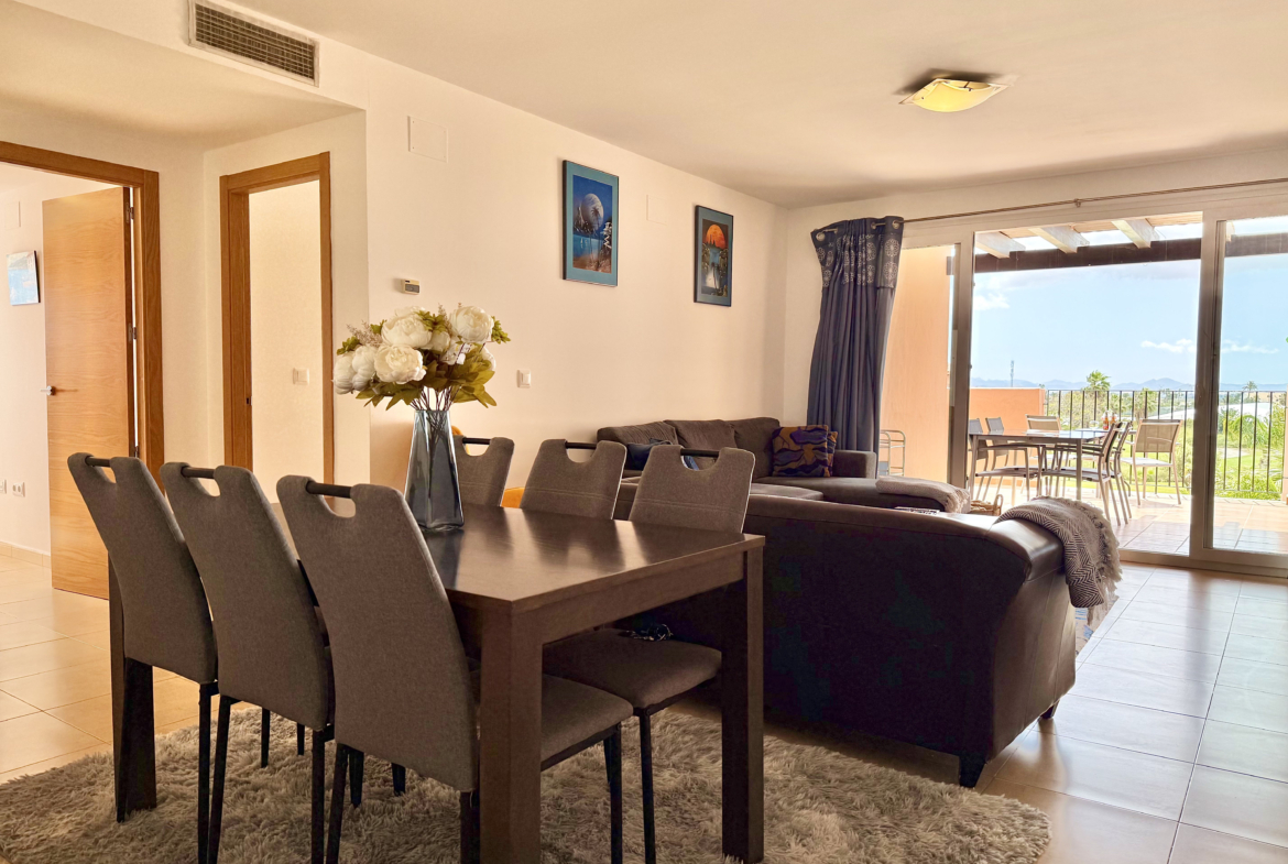 Modern open-plan living room in Levante Properties penthouse Mar Menor Golf Resort