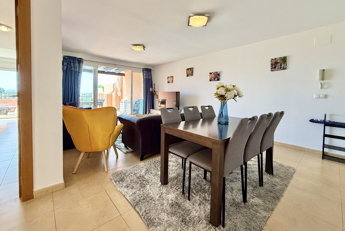 Modern open-plan living room in Levante Properties penthouse Mar Menor Golf Resort