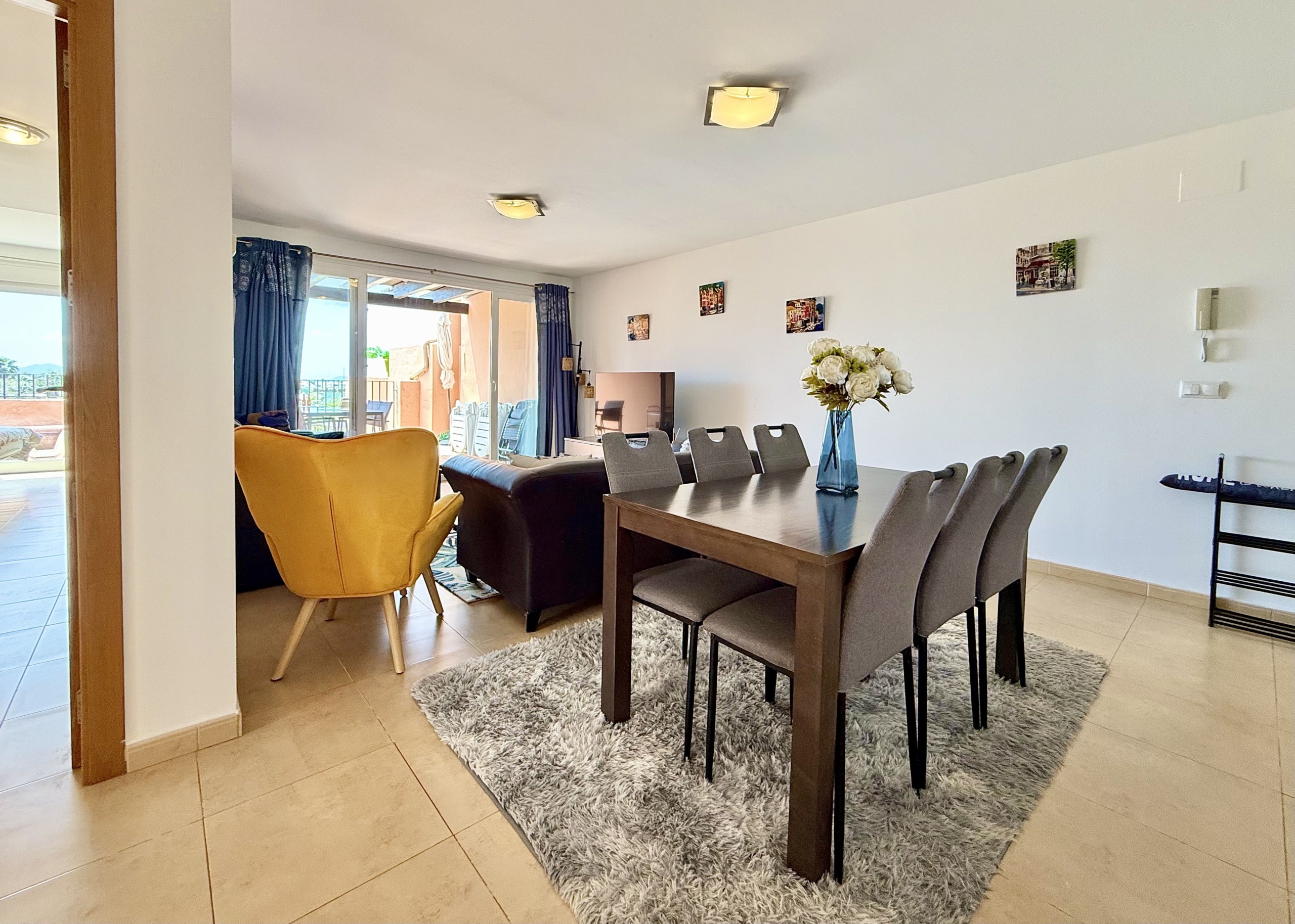 Modern open-plan living room in Levante Properties penthouse Mar Menor Golf Resort