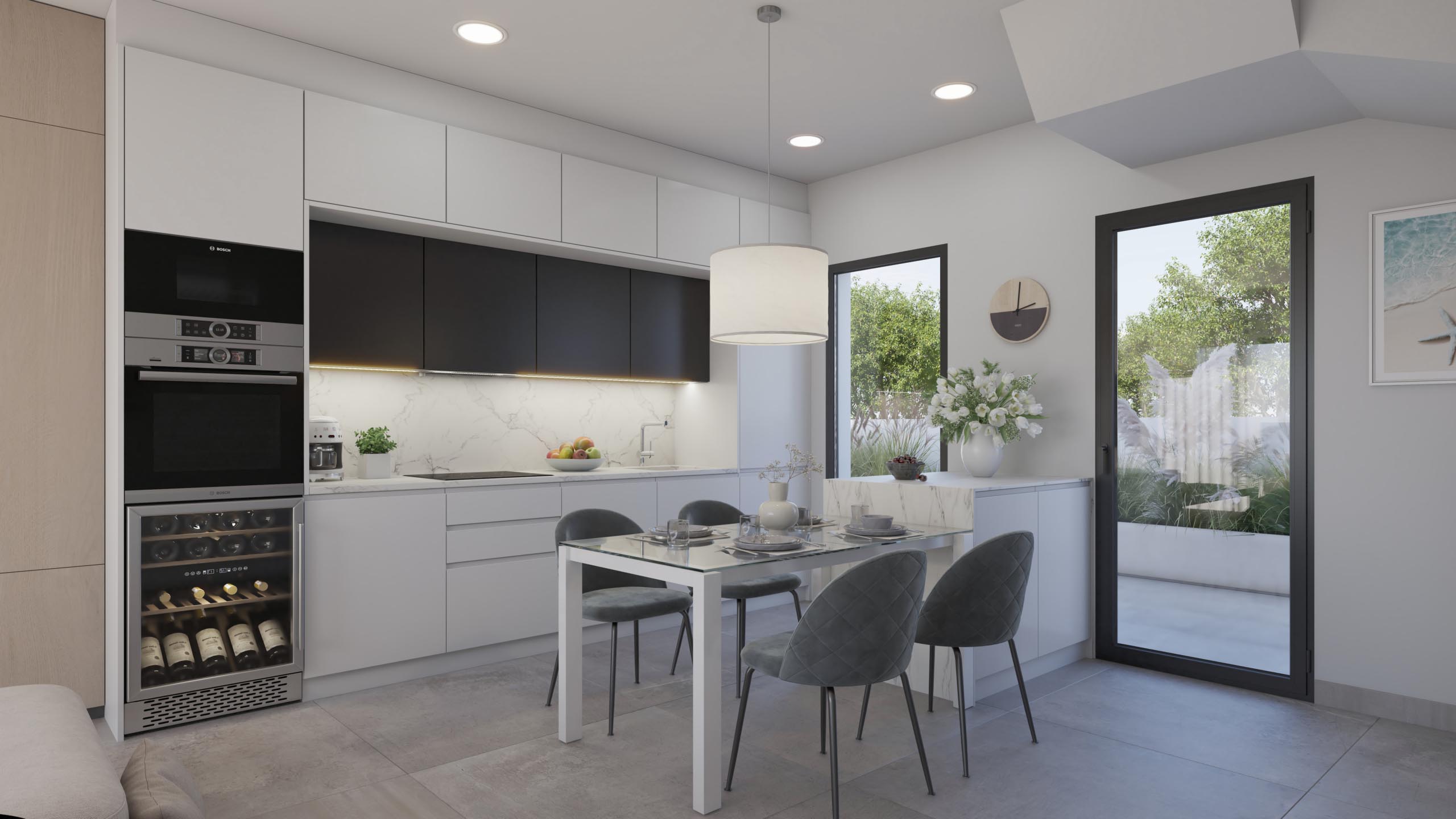 Modern kitchen with premium appliances in L.A. Beach Villa Los Alcázares