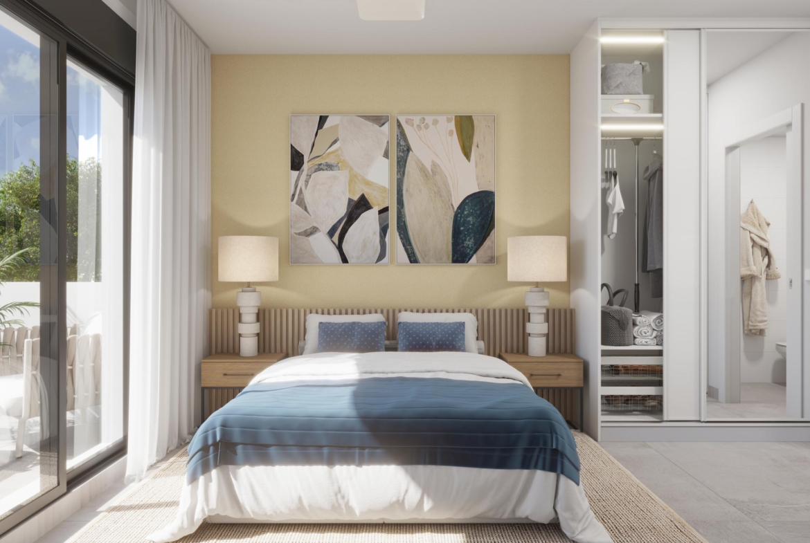 Master bedroom with en-suite and balcony in L.A. Beach Villa