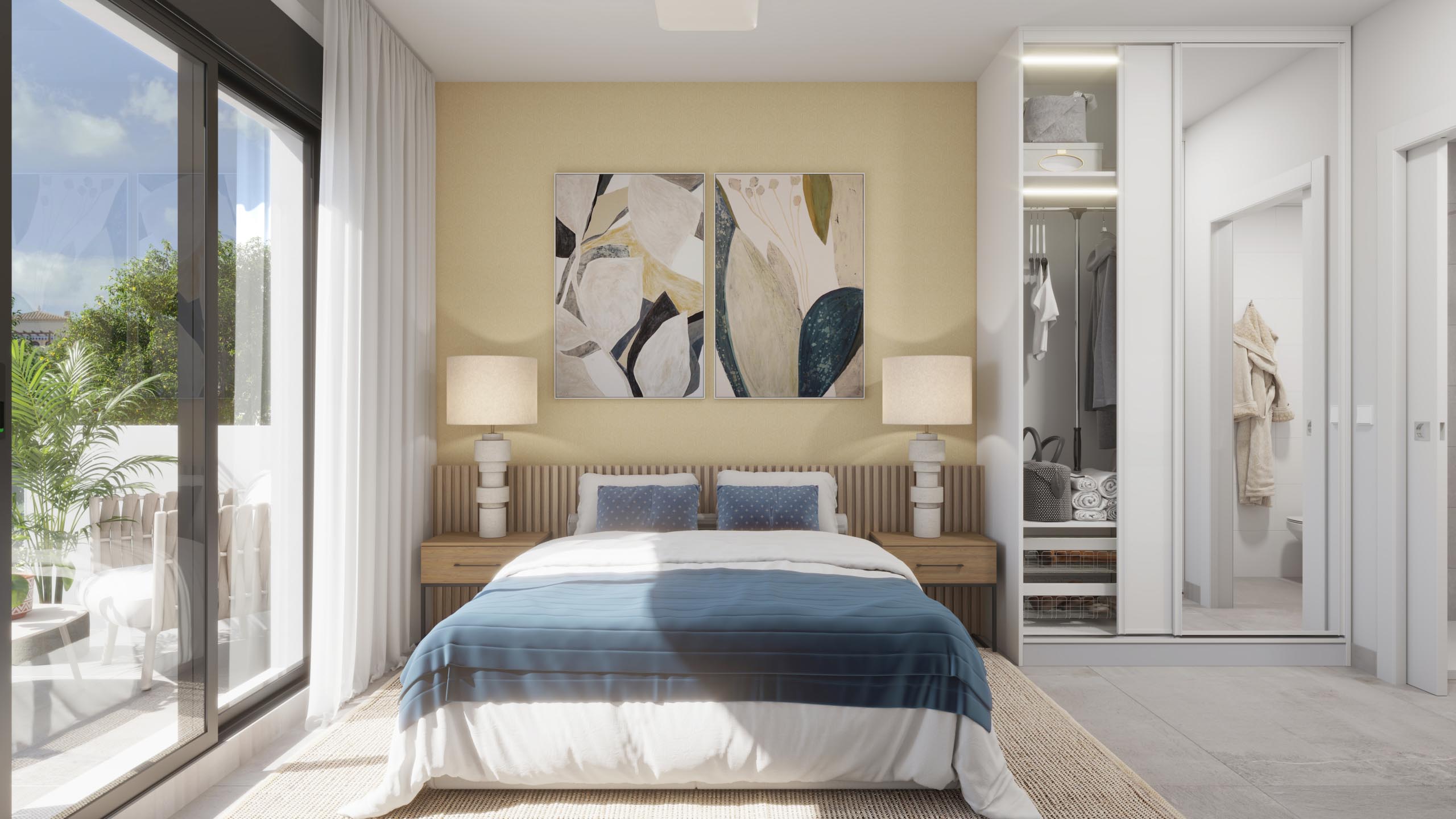 Master bedroom with en-suite and balcony in L.A. Beach Villa