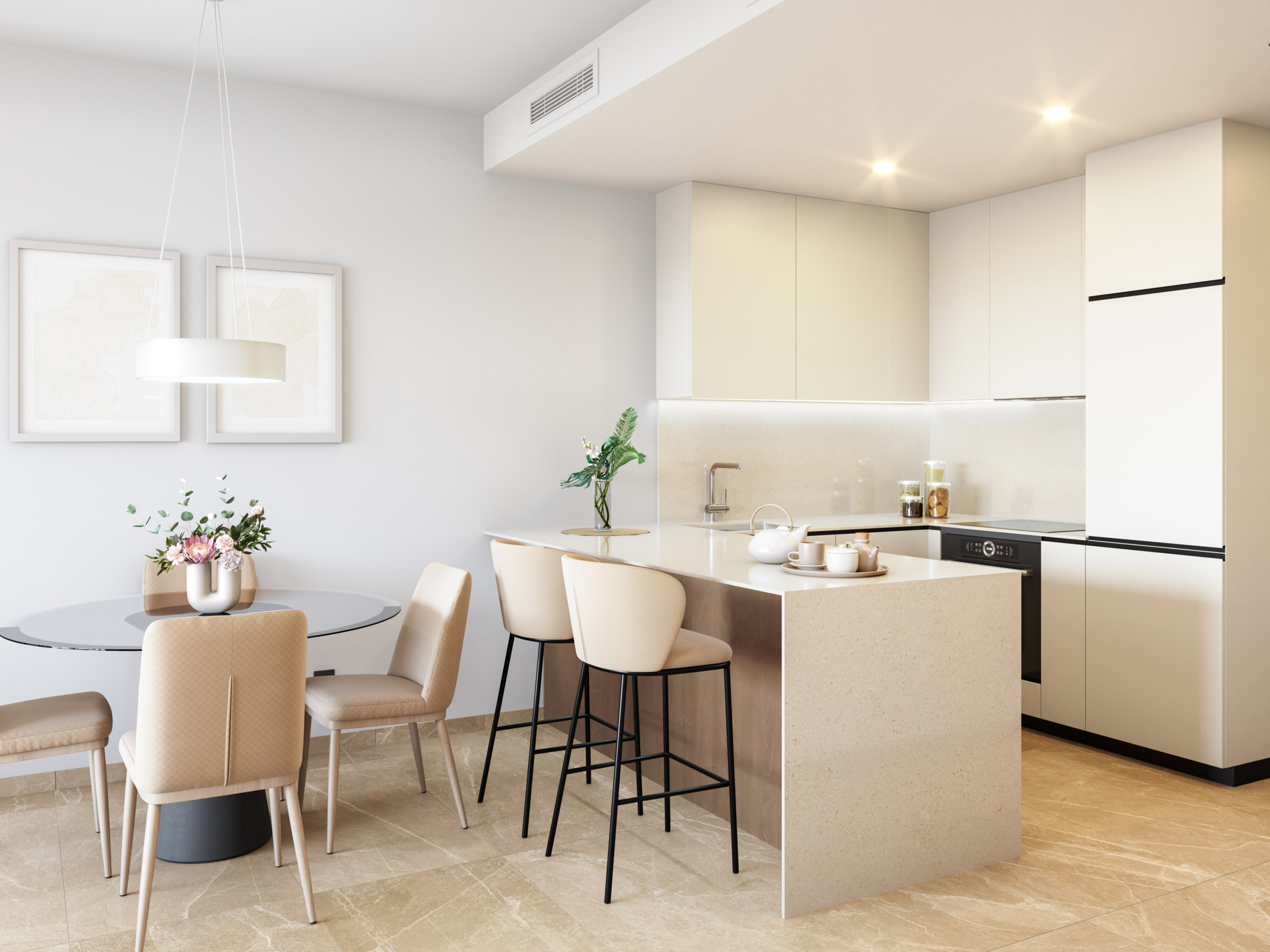 Contemporary kitchen in Apartments La Serena Golf