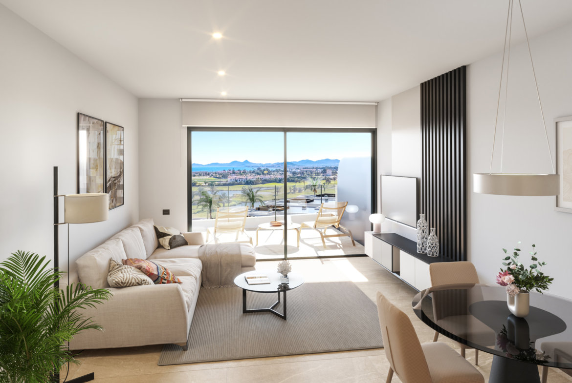 Open-plan living area in Apartments La Serena Golf