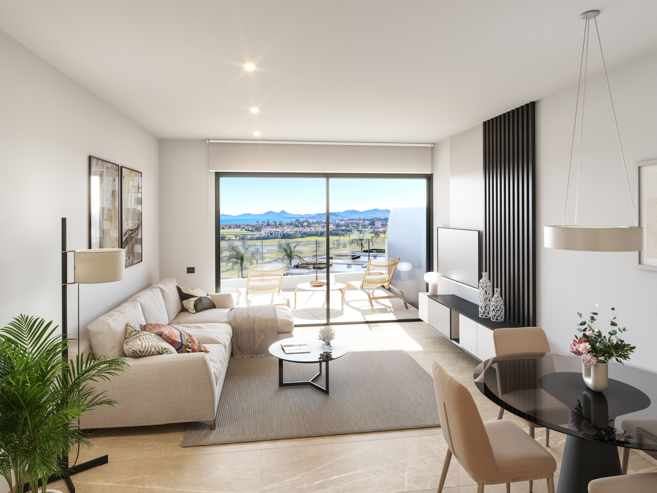 Open-plan living area in Apartments La Serena Golf