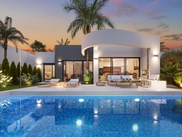 Exterior view of a luxury villa in La Serena Golf, Los Alcázares